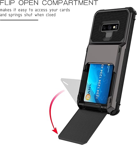 Miniatura 4 de Asuwish Funda de teléfono para Samsung Galaxy Note 9 con protector de pantalla de vidrio templado y ranura para tarjeta de crédito, funda protectora
