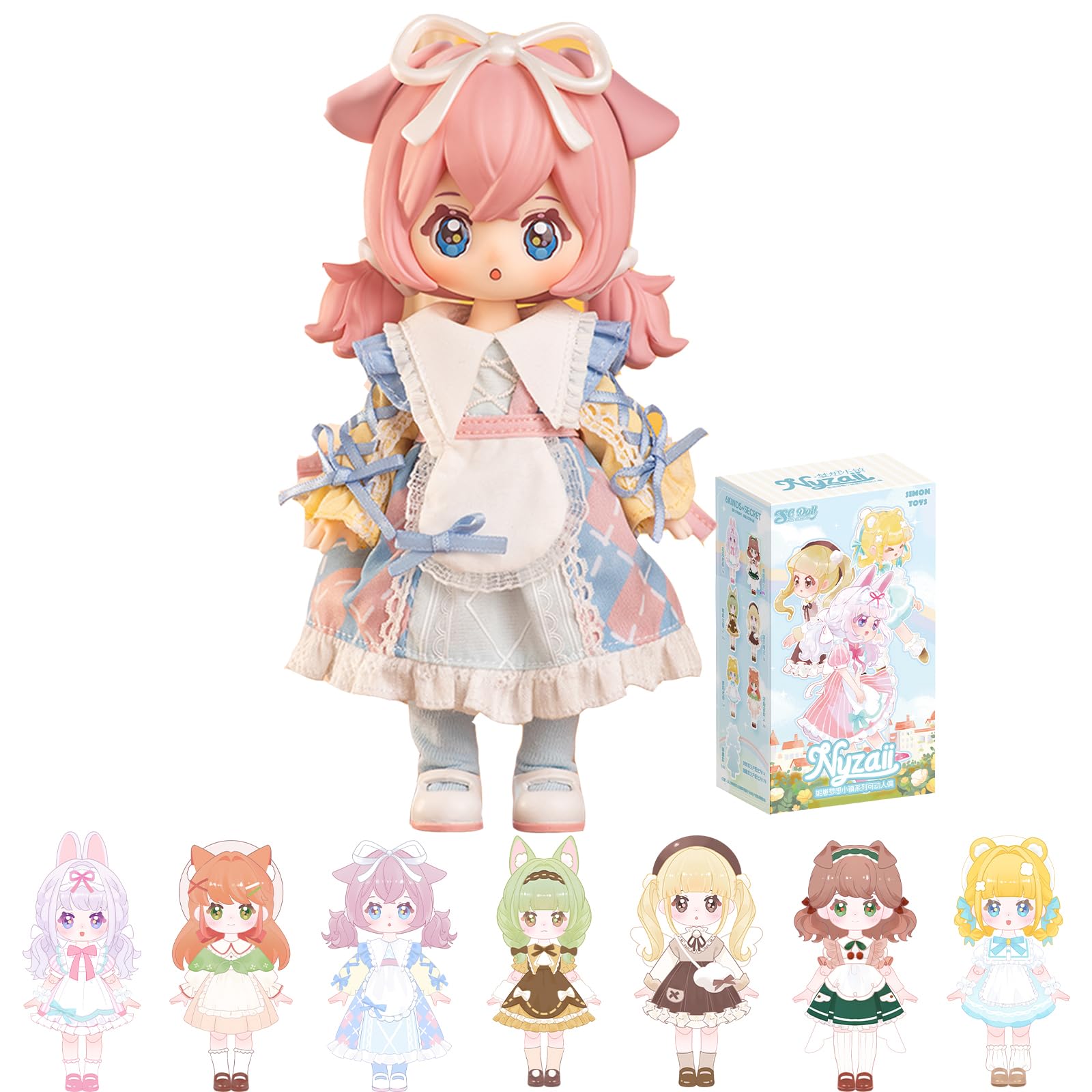 GNATAPIAY 1/12 BJD Dolls Blind Box,Kawaii BJD Dolls Dream Town Series Ball Jointed Doll Collectable Action Figure Posable Dress Up Doll for Girls Birthday Party Gift Toys