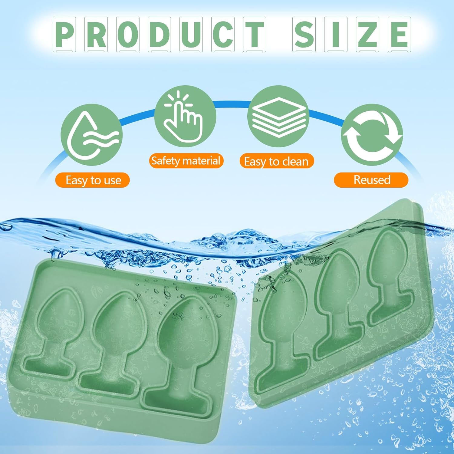 LURNODY Moule à Glaçons en Silicone Adulte Rigolo avec Couvercle, Sans BPA, Empilable, Réutilisable, pour Cocktail, Whisky, Bière, Café – Vert - Description