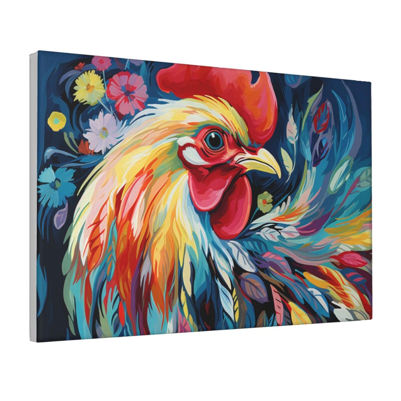Framed Wall Art for Living Room Art Work, Art Colorful Chicken Picture Prints Modern Office Wall Paintings Poster Aesthetic Wall Decorations for Home Decor Ready To Hang 12"x18"