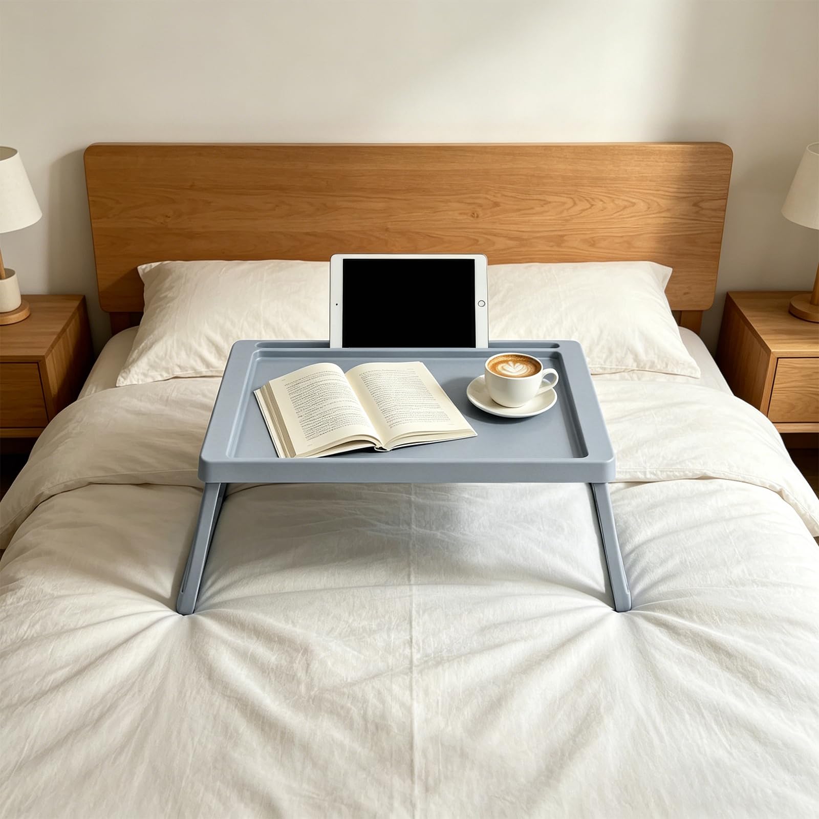 Plateau de lit pliable pour ordinateur portable pour lit et canapé (gris)