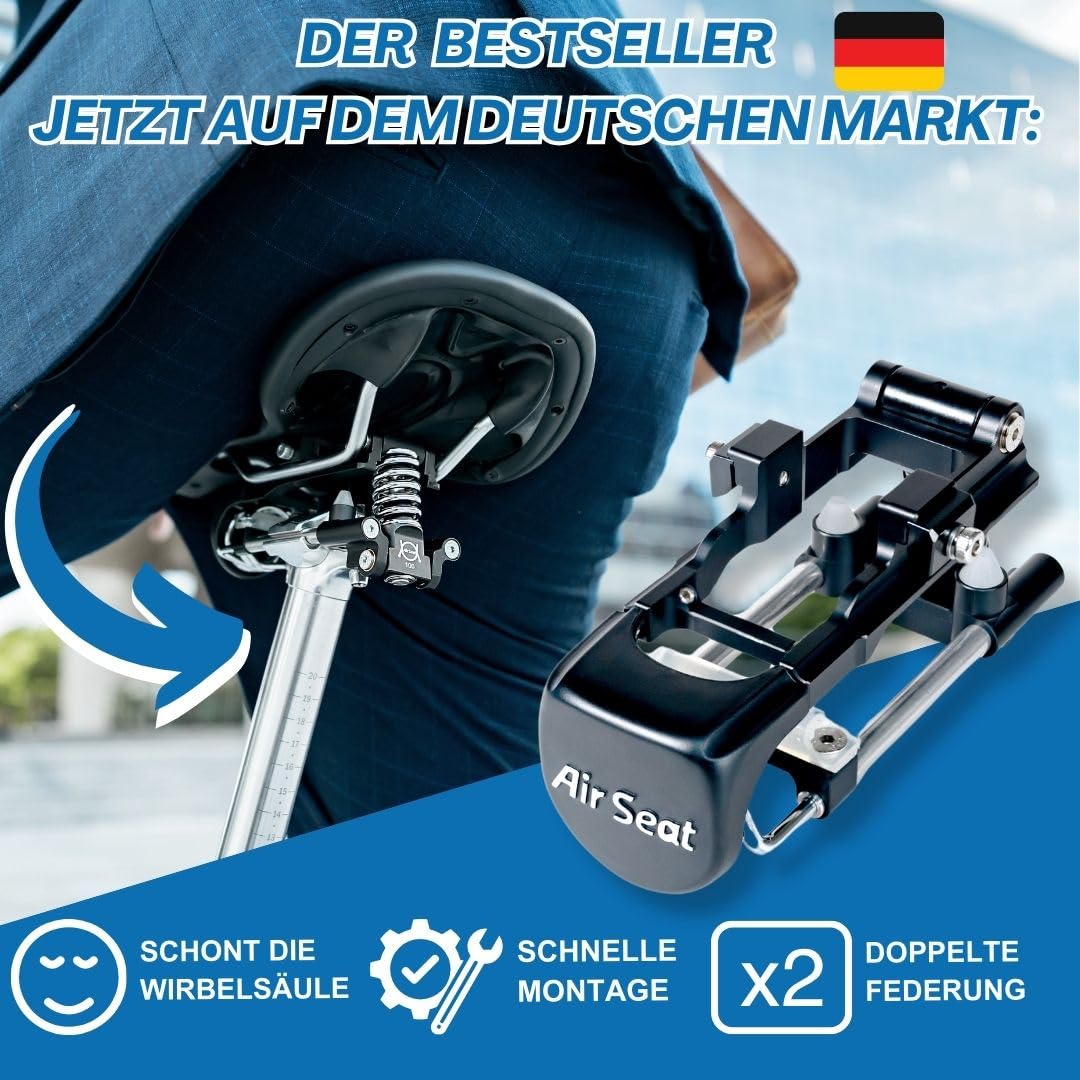 Sattelfederung Fahrrad - Sattelstütze gefedert - Das Original - Fahrradsattel mit Federung schont Wirbelsäule - Fahrradsattel Federung 100% Comfort - Fahrrad Zubehör gefederte Sattelstütze