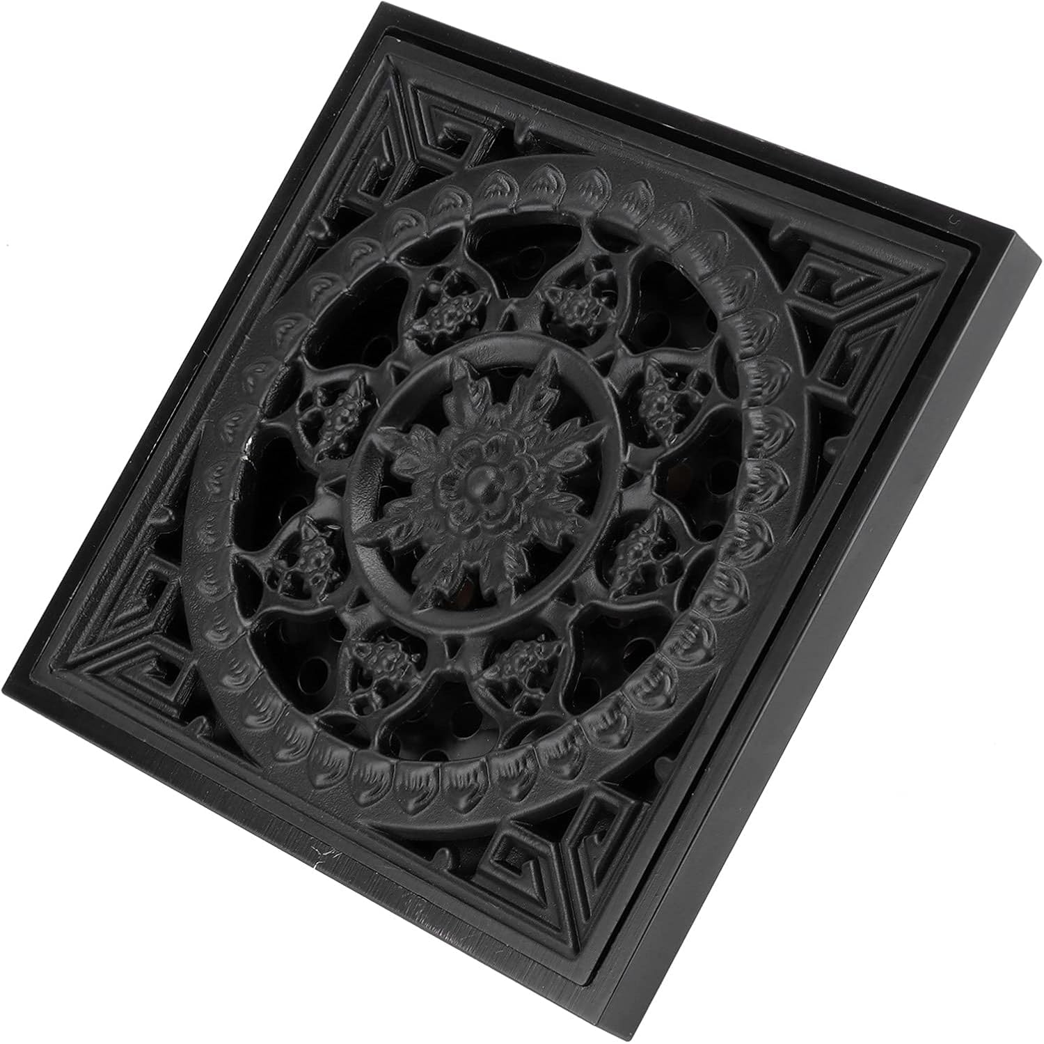 Scarico quadrato per pavimento della doccia, 10 x 10 cm, vintage, invisibile, in rame, scarico a pavimento, in ottone, scarico antico con filtro e copertura rimovibile (2 pezzi)