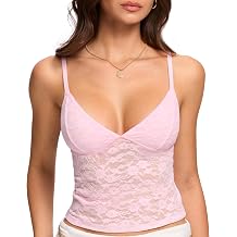 DOBREVA Lace Tops for Women V Neck Tank Tops Y2k