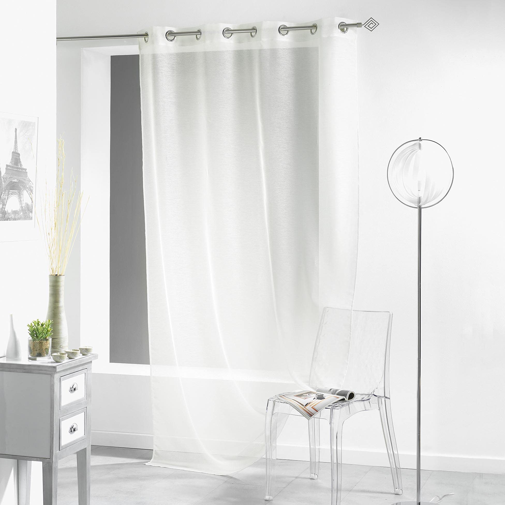 Douceur D'Interieur 140 x 240 cm 100 Percent Natural Polyester Curtain Rings Voile Sable Lissea, W 55.1" x L 94.5" (1 Panels)