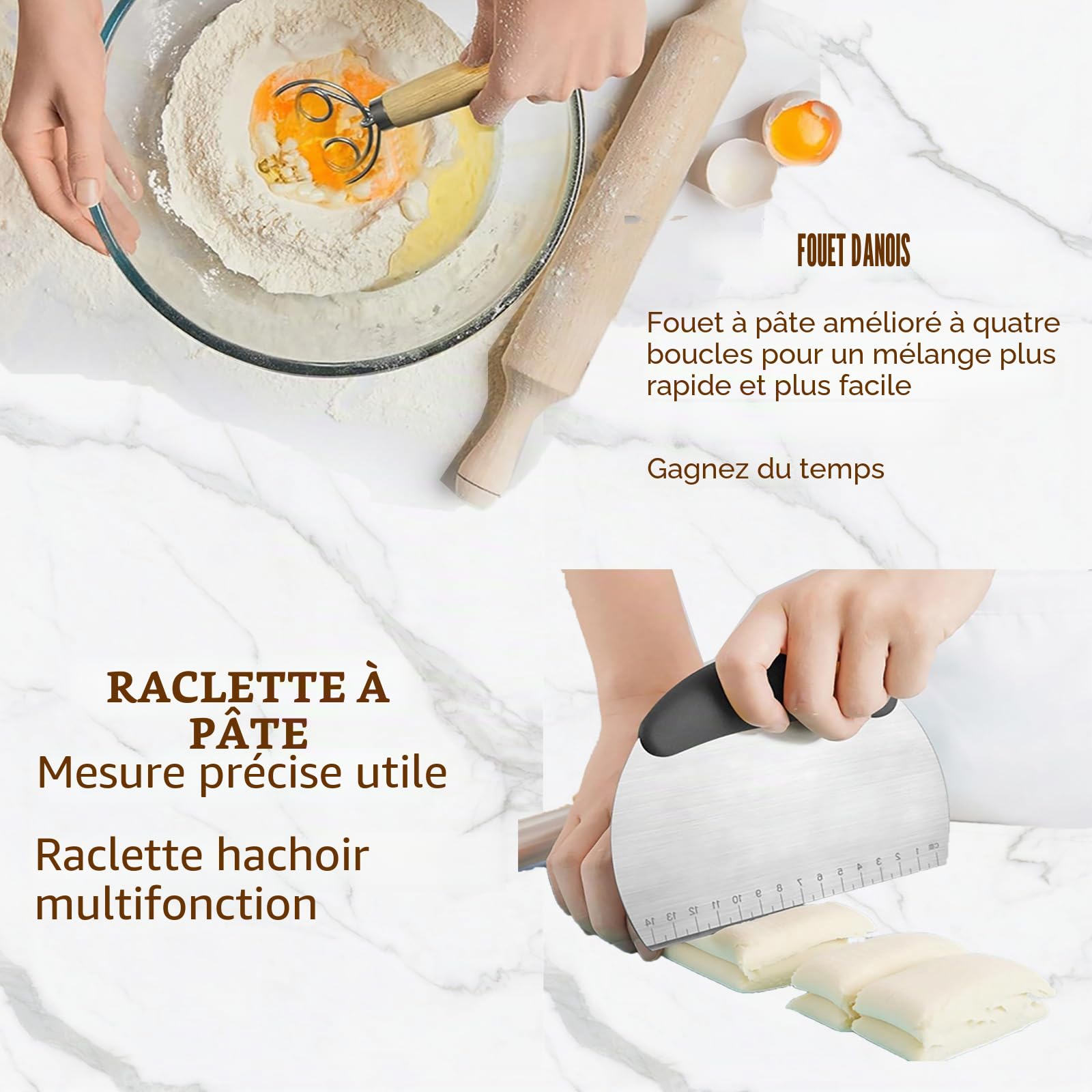 Banneton pour Pain-Silicone Banneton pour Pain au Lieu de Panier Osier,Corbeille Panier a Pain Sourdough Starter Kit avec Accessoire Patisserie,Paniere a Pain,Lame Boulanger et Fouet Danois