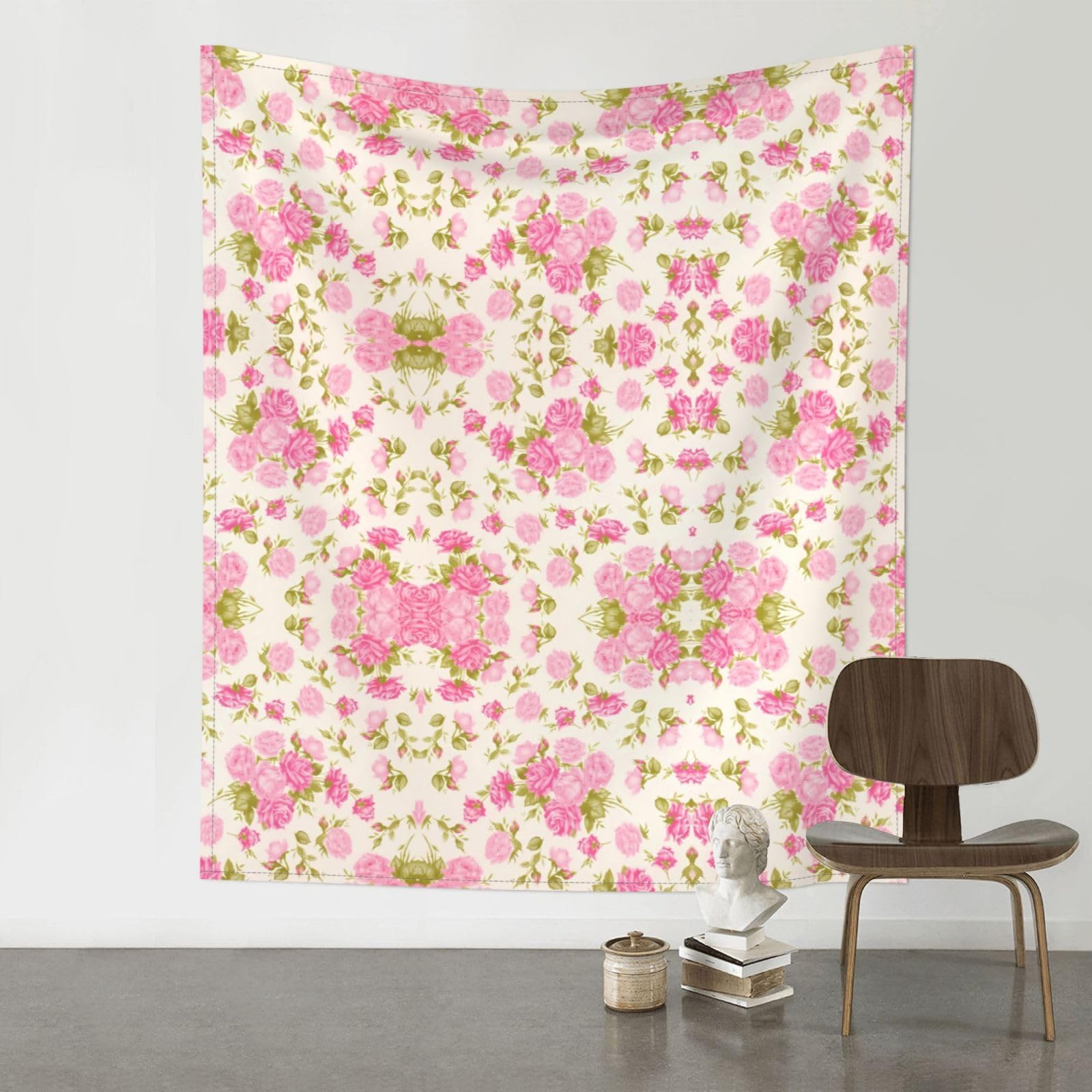 HJFCZH Watercolor Flower Prints Wall Tapestry 60x51in – Boho Decor Throw for Bedroom, Dorm, Beach Cover & Picnic Blanket