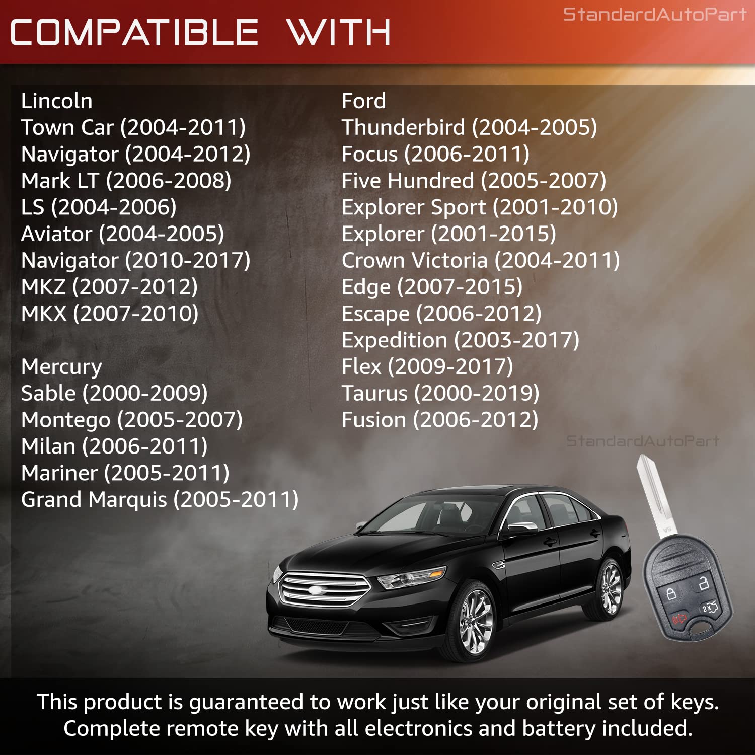 Amazon.com: StandardAutoPart Remote Head Key Remote Compatible  