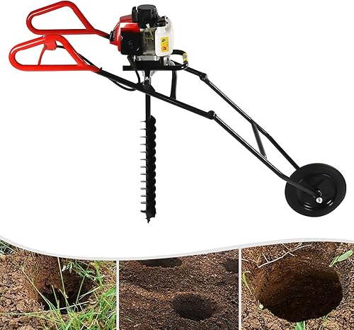 Miniatura 2 de Excavadora de agujeros de poste de 3 HP, taladro de tierra de 63 CC alimentado por gas de 32 pulgadas