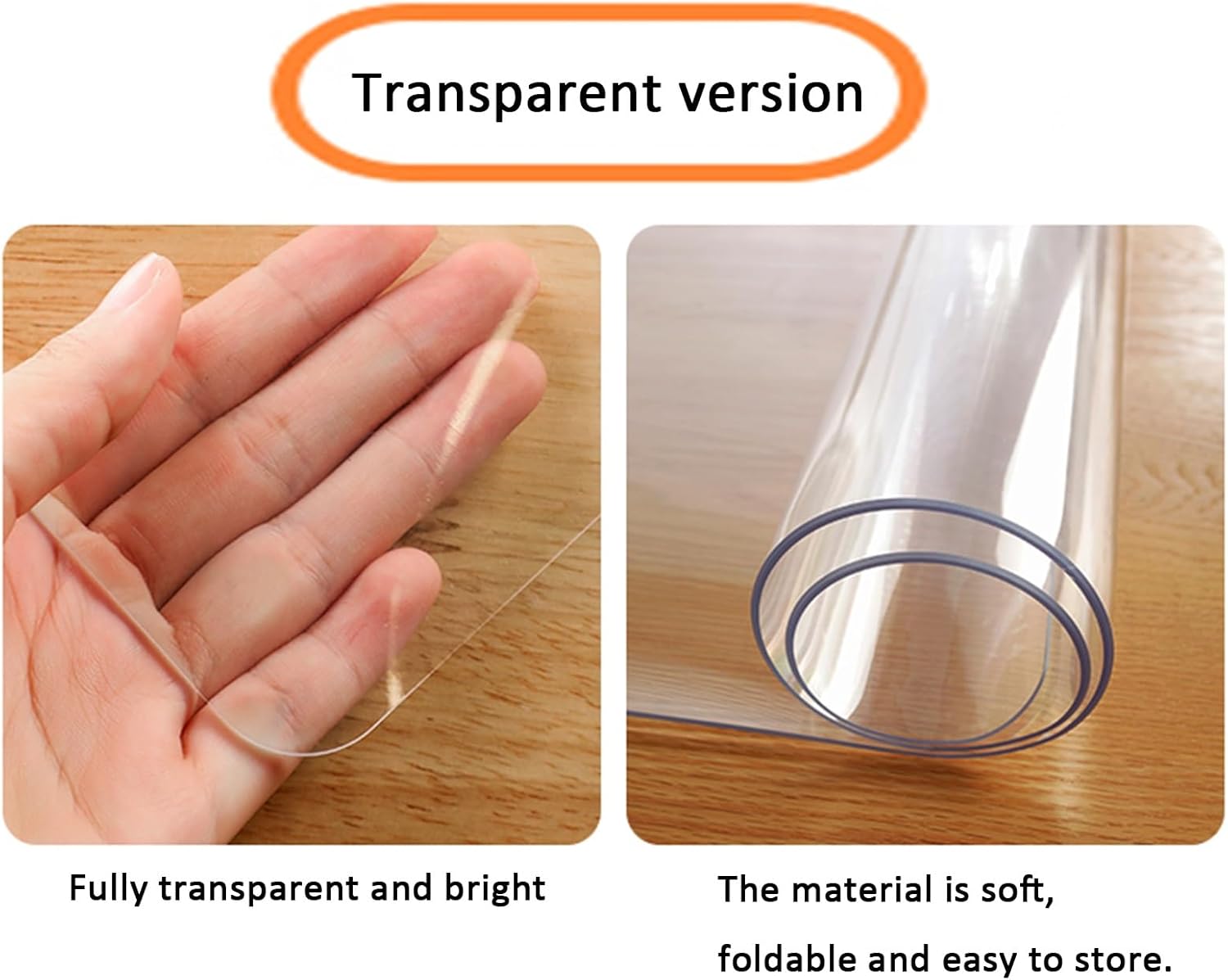 PVC Clear Table Protector,Clear Desk Cover,Rectangular Vinyl Desk Pad,PVC Plastic Table Cover,for Office,Dresser,Night Stand, Computer