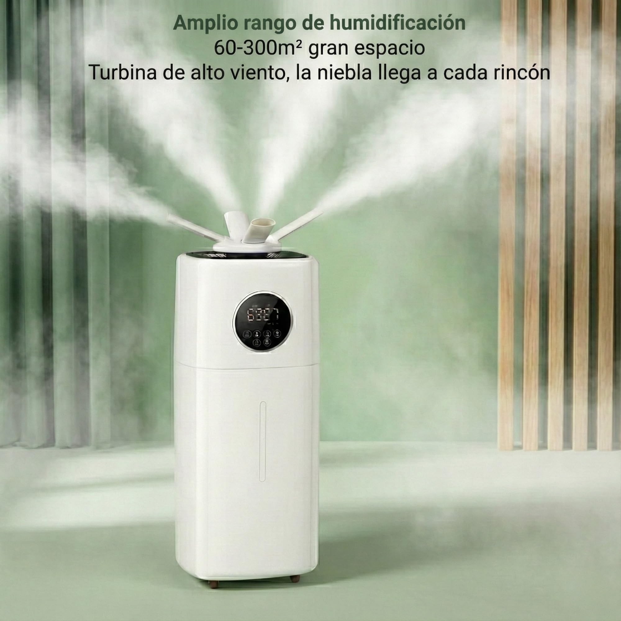 LUMS Humidificador industrial 21L 1000 ft² ultrasónico niebla fría doble boquilla 360° control de humedad