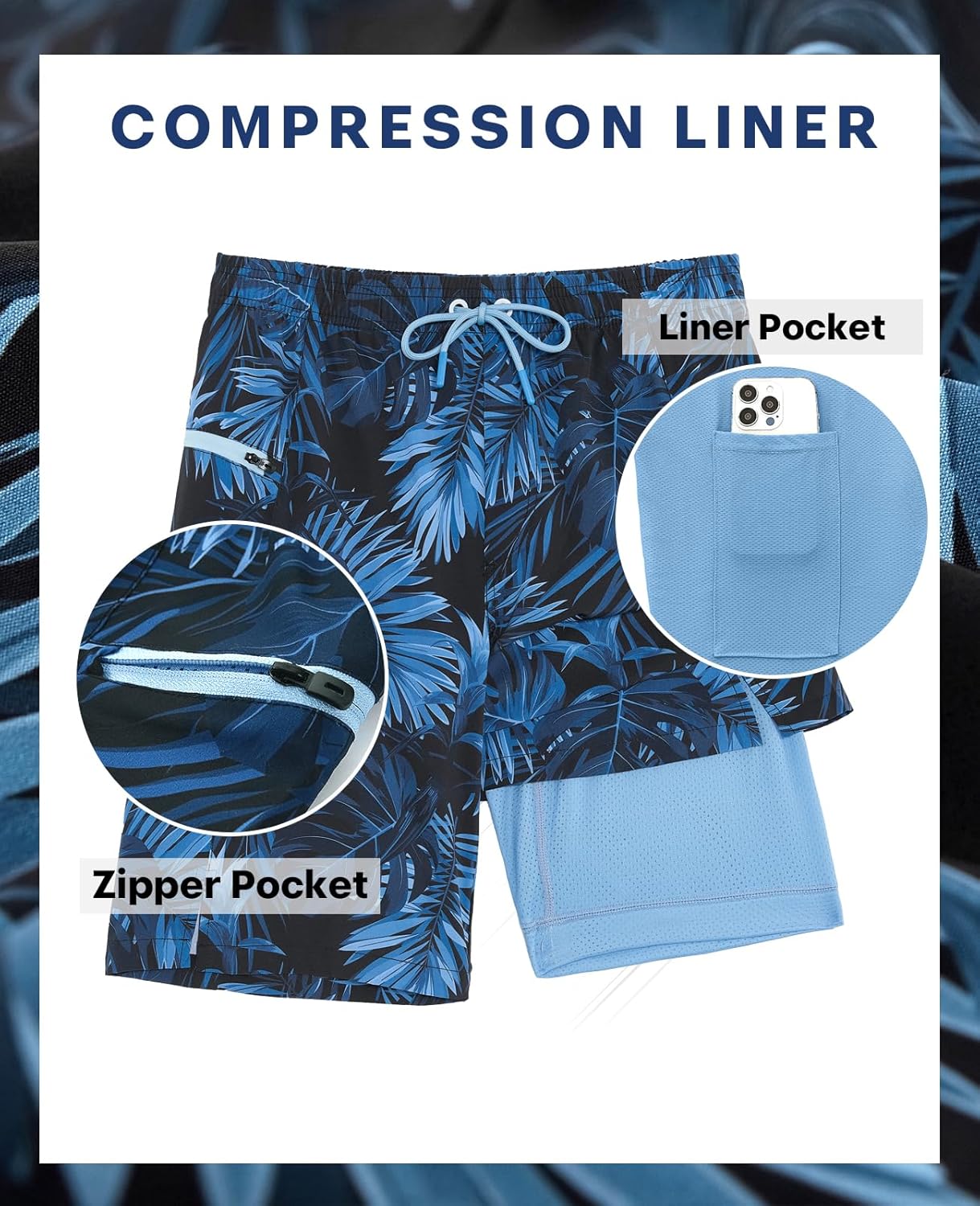 APTRO 2 in 1 Men's Swim Trunks 9" with Zipper Pockets Bathing Suit Built-in Board Shorts Swimwear Long Shorts - Image 5