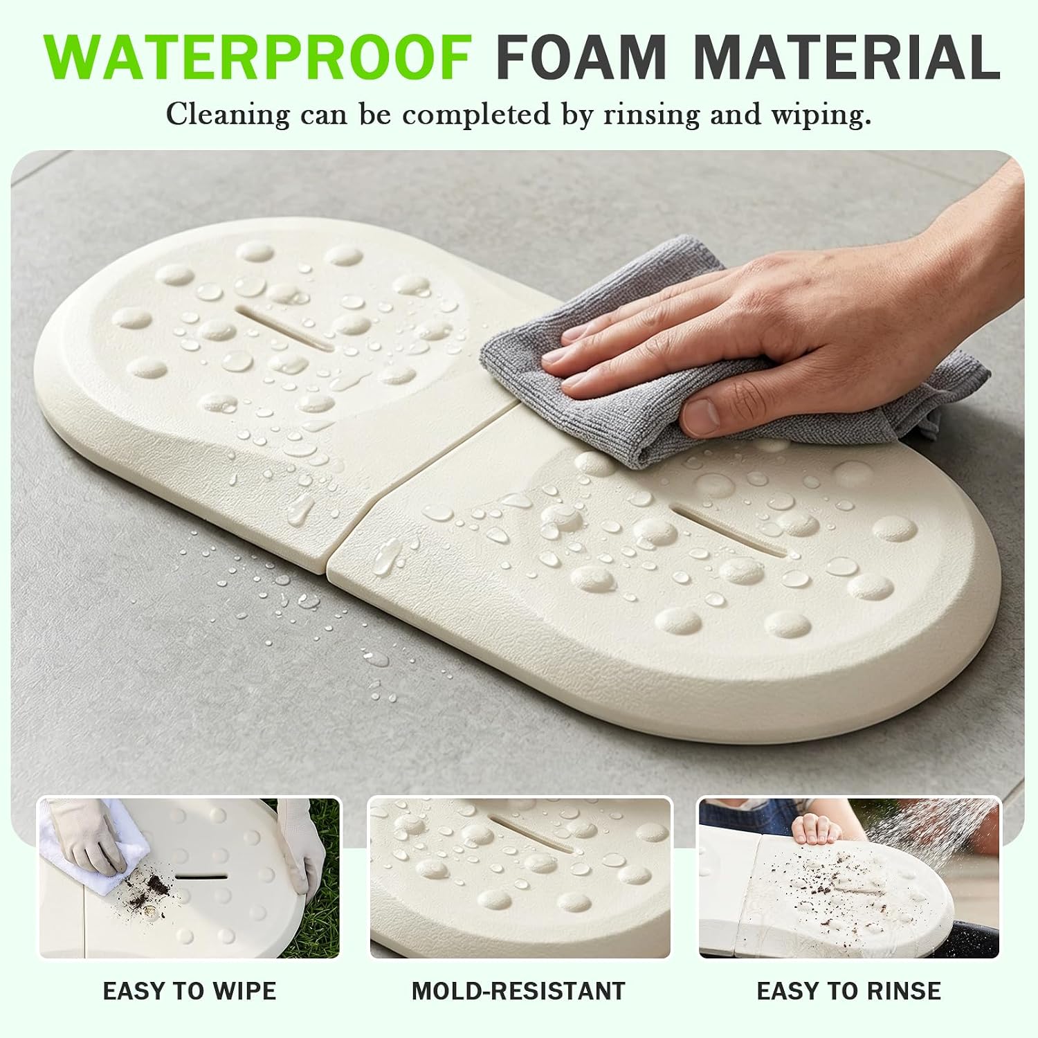 Babylush Foam Waterproof Comfortable Kneeling Pad,Beige,21×11×1.2 in | Soft Material,Anti-slip,Easy to Clean,Portable,Foldable,Gardening,Baby Bathing,Exercise,Yoga,Workout,Pilates