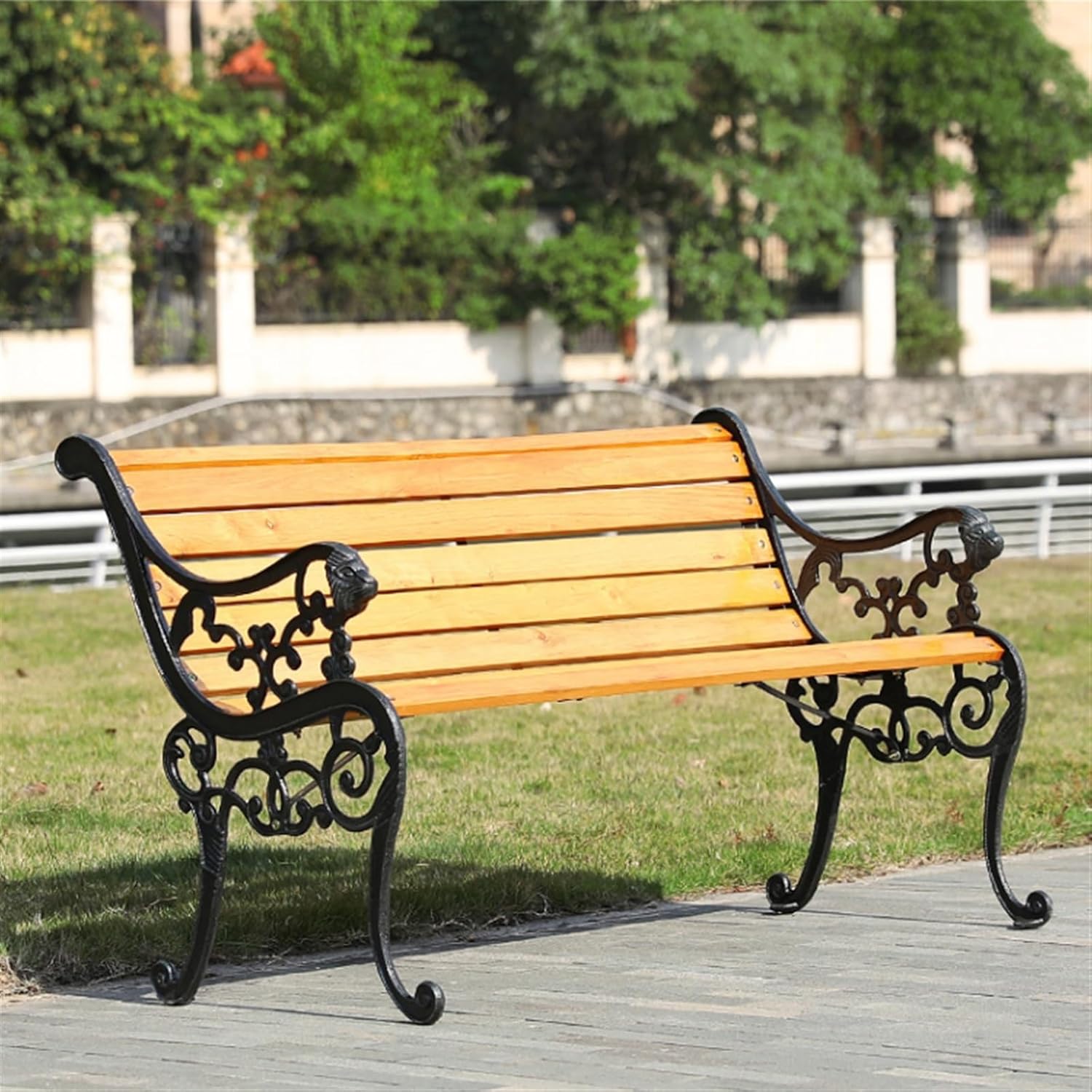 Garden Outdoor Courtyard Garden Leisure Bench, Cast Iron, Suitable for Park Courtyard Porch Balcony Seat(180cm)