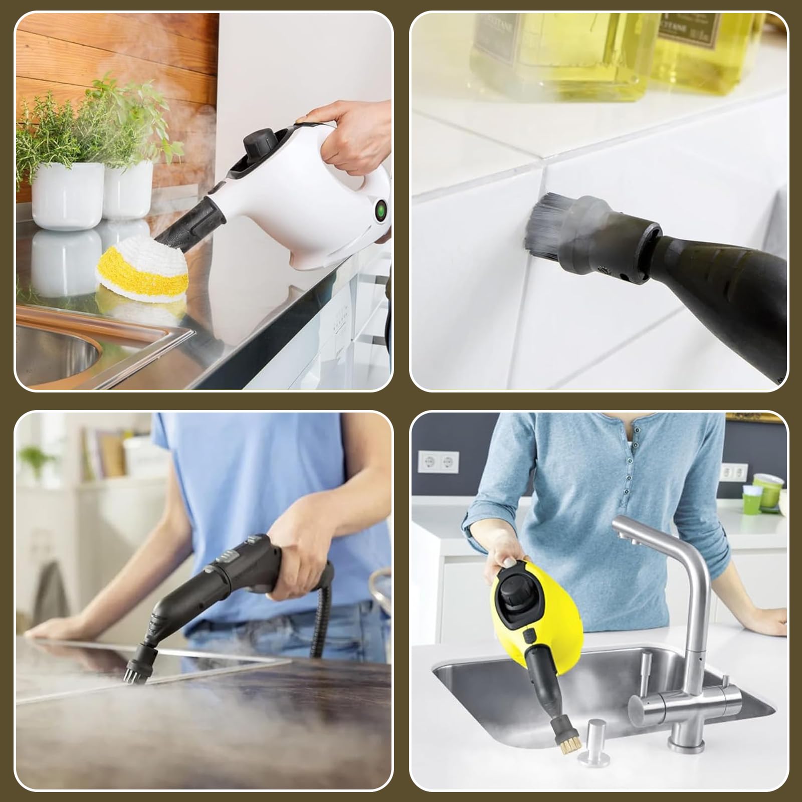 Dampfreiniger Zubehör für Kärcher Easyfix SC1 SC2 SC3 SC4, Handdüse Ersatzteile Set inkl Verlängerte Düse, Rundbürste, Fugenbürste, Mikrofaser-Tücher, Schaber für Kärcher Dampfreiniger (Black-12)