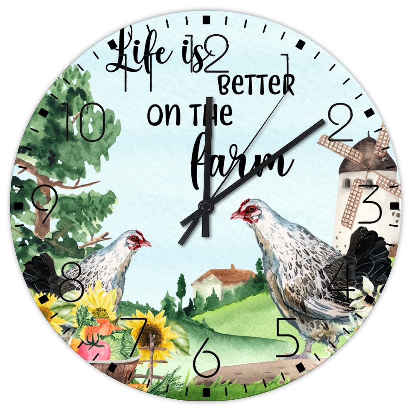 Horloge murale silencieuse vintage coq pour décoration maison 38cm