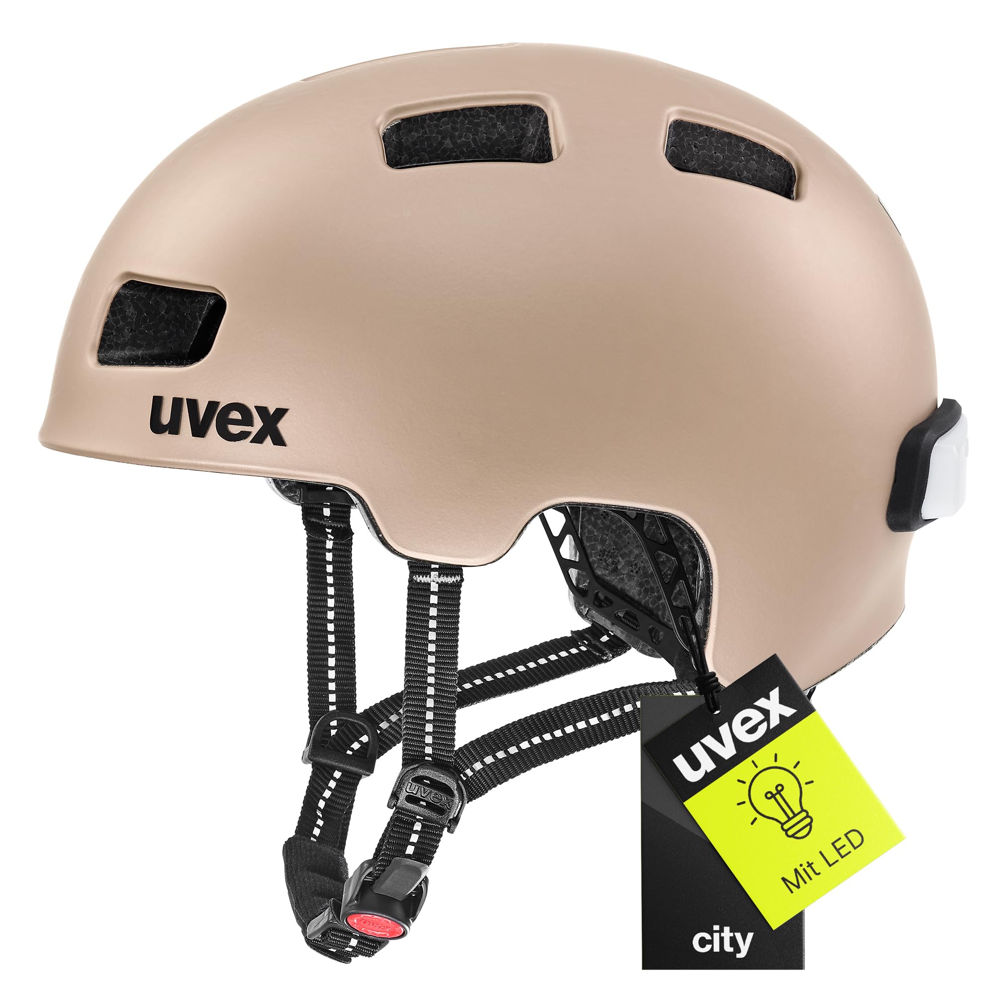 uvex City 4 - Leichter City-Helm für Damen und Herren - individuelle Größenanpassung - inkl. LED-Licht