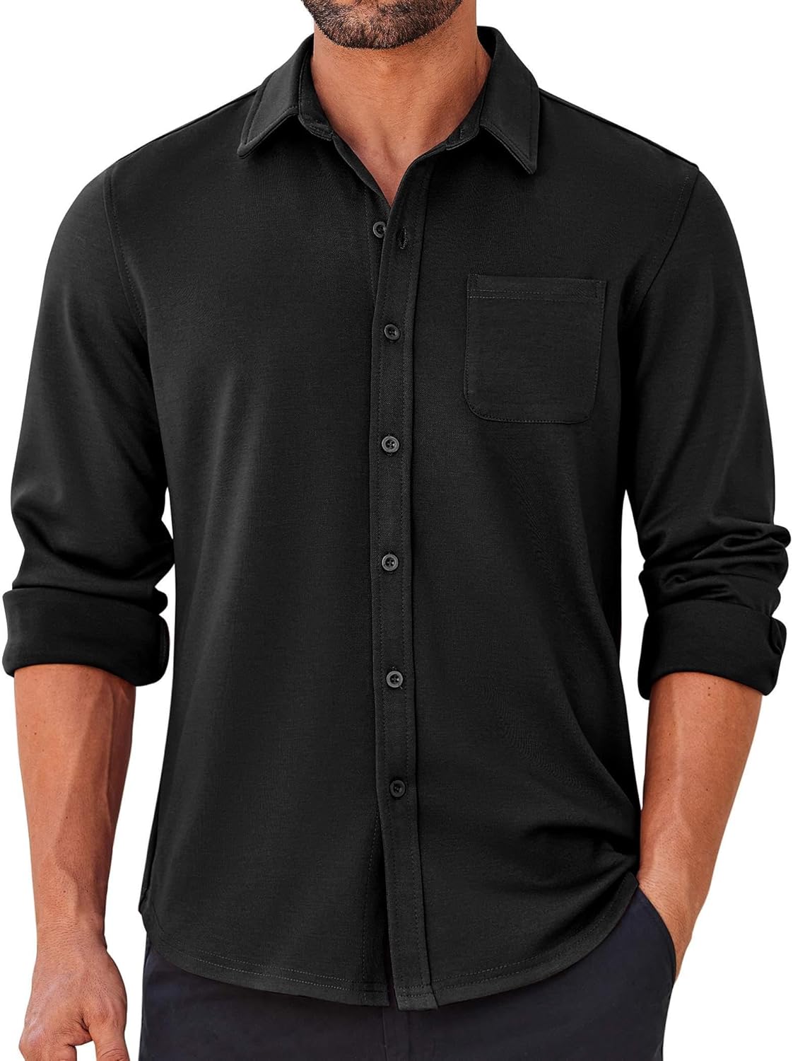 COOFANDY Mens Long Sleeve Wrinkle Free Shirts Casual Button Down Stretch Dress Shirt with Pocket