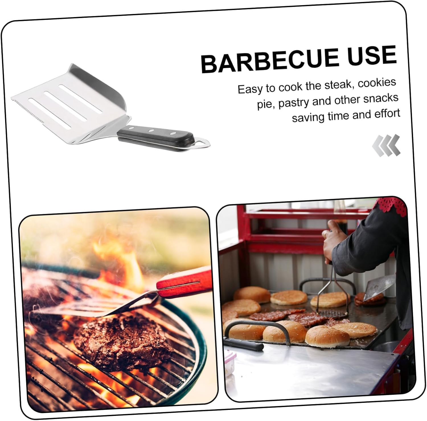 Garneck Stainless Steel Cooking Spatula Extra Wide Frying Shovel for Bbq and Kitchen Use and Stylish Griddle Turner for Steak and Pancakes for Cooking Enthusiasts