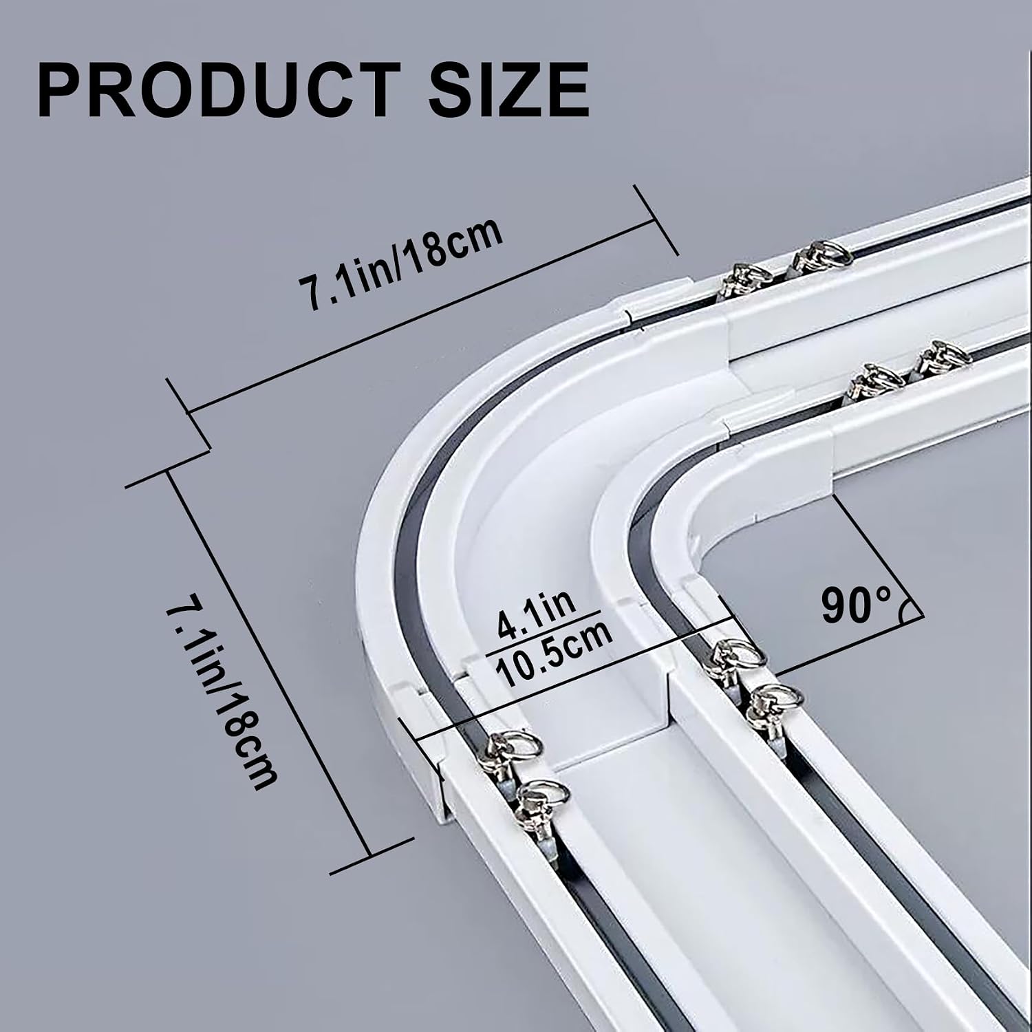 Double Curtian Track Curved Corner, 90° Curved Track Corner Connector
