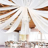 Vista 1 de 6 paneles de cortinas blancas para boda, cortinas de gasa transparente de 5 x 30 pies para arco, fiesta, ceremonia y decoración de escenario