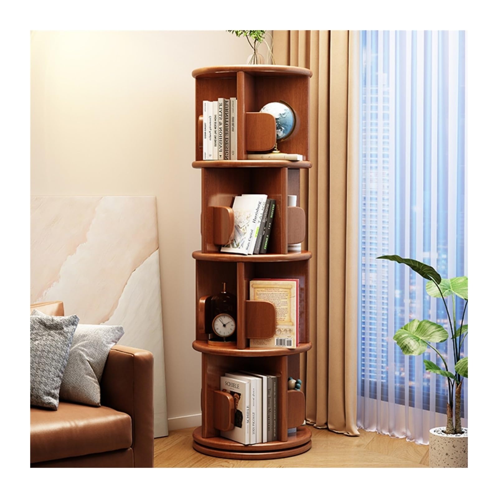 AYCDL Bookcase Bookshelf Can Rotate 360°, Floor-Standing Storage Rack, Super Space-Saving Small Bookcase, Picture Book Storage Rack Display Shelf