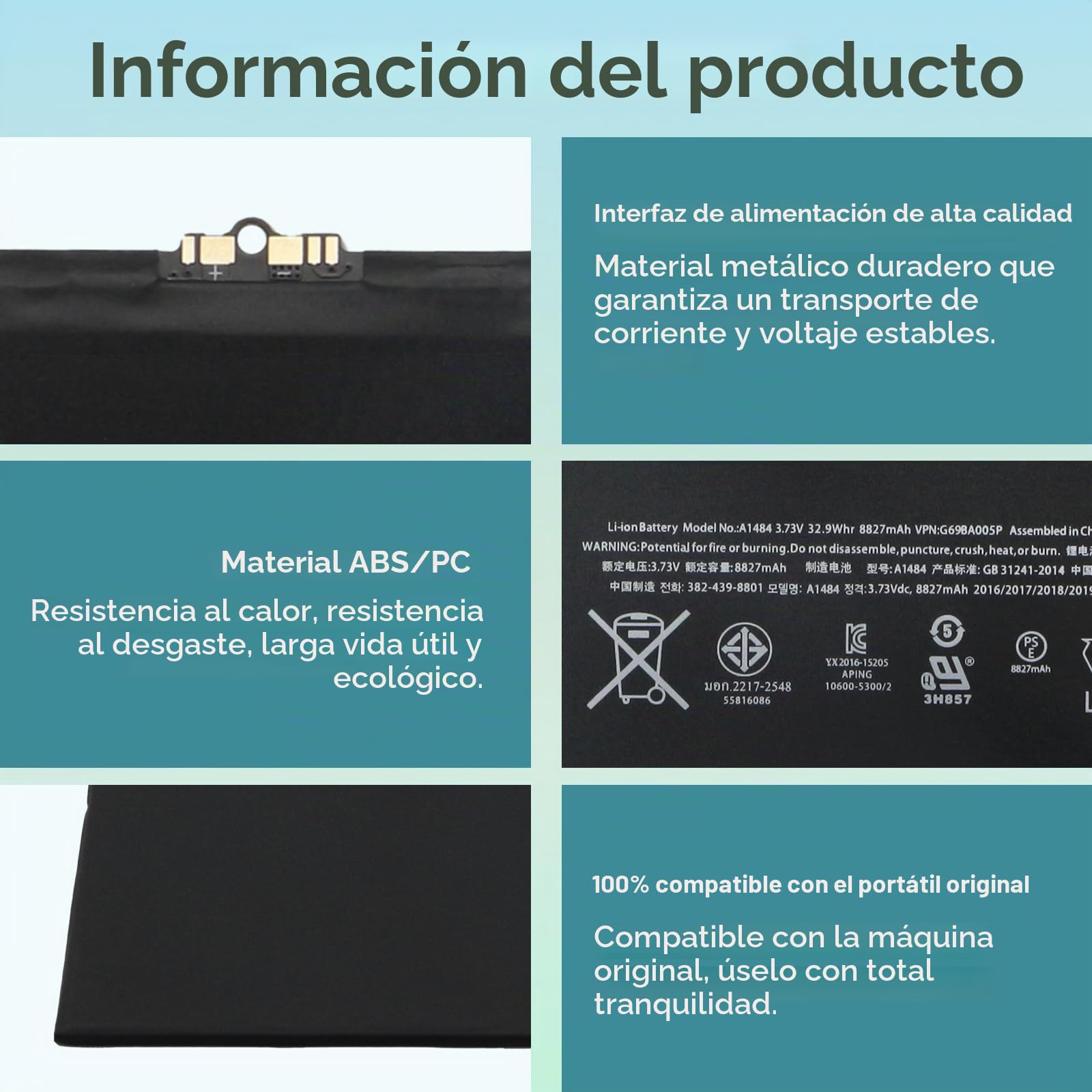 K KYUER A1484 Tablet Batería para iPad 5 6 7 8 9 5th 6th 7th 8th 9th Gen A1822 A1823 A1893 A1954 A2197 A2198 A2199 A2200 A2428 A2429 A2430 A2602 A2603 A2604 A2605 Air 1 1st Gen 2013 A1474 A1475 A1476