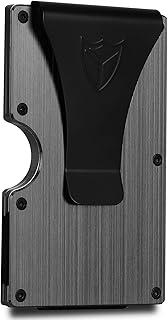 Minimalist Wallet for Men RFID Blocking Aluminum Wallet Carbon Fiber Card Case Metal Wallet Minimalist Front Pocket Card Holder Cash Strap Mens Wallet