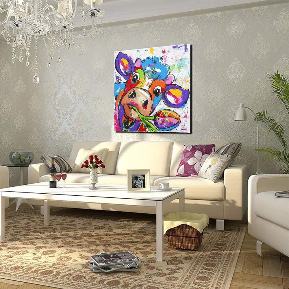 Graffiti Toile Mur Art Coloré Vache Prints Peinture À L'huile