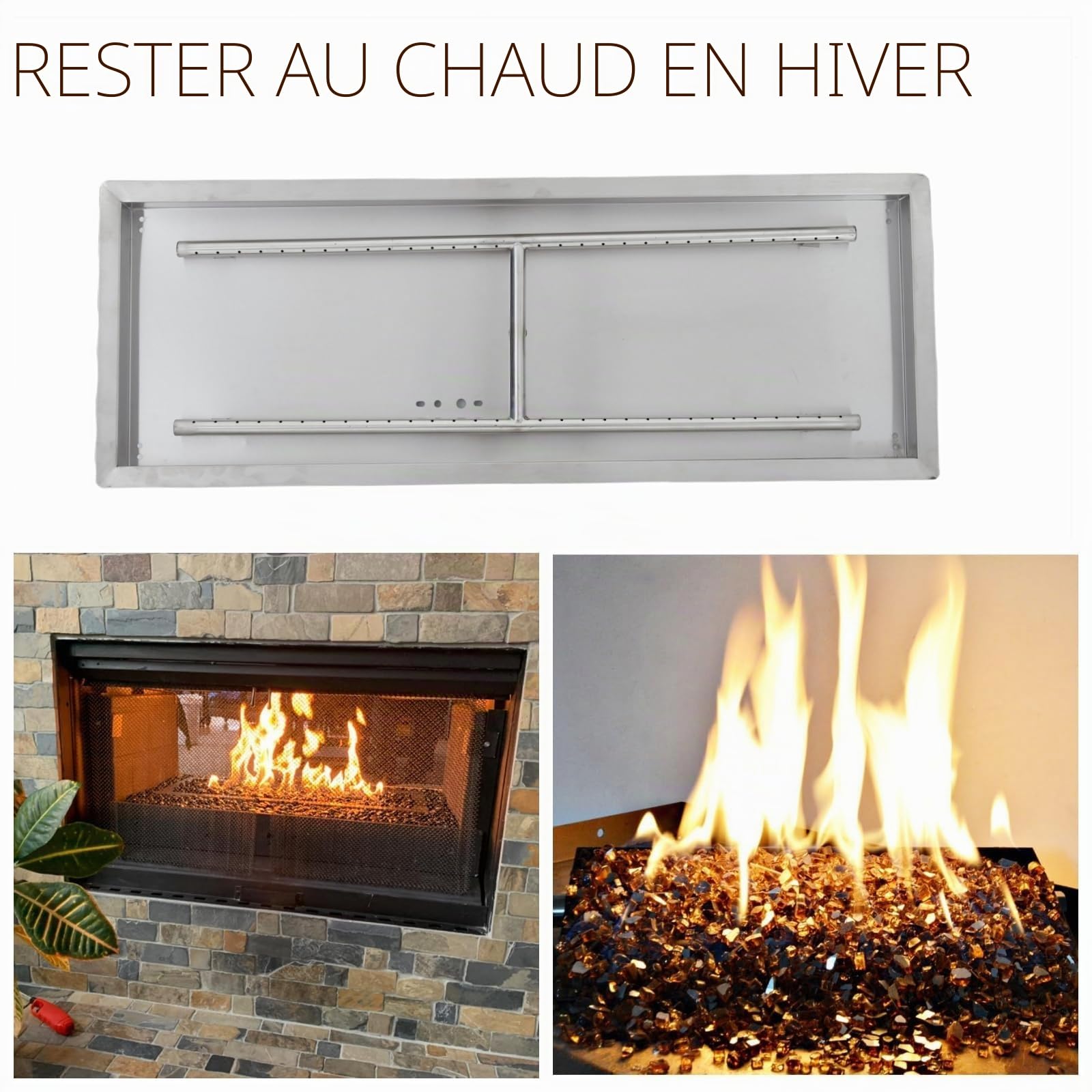 Garvee Brûleur De Brasero Extérieur Encastrable En Acier Inoxydable – Foyer Rectangulaire Pour Gaz Naturel Et Propane – Kit Complet Avec Tuyau – Résistant Pour Terrasse Et Jardin