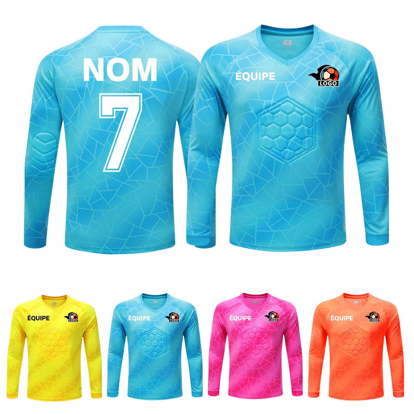 LAIFU Maillot de Gardien de Football Personalisé pour Adultes, Ados et Enfants Choix de Nom, Numéro et Logo