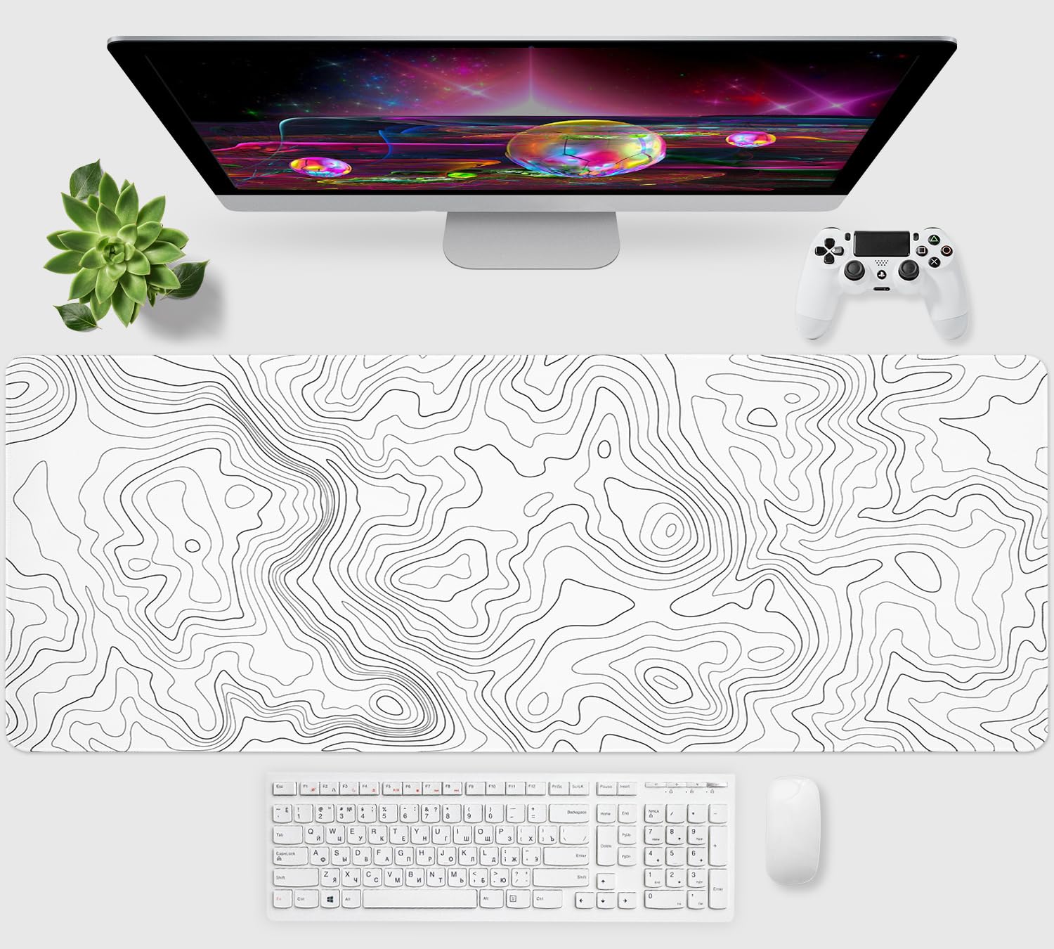 Niviy Tappetino Mouse,XXXL Tappetino per Mouse 1200x600mm,Mouse pad grande da gaming per tavolo,computer,desktop,PC(Bianco) | Tappetino antiscivolo per mouse da gaming, XXXL, per tastiera di PC e portatile, topografica