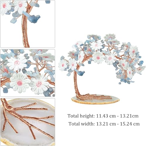 Miniatura 3 de Cheungshing Árbol de dinero de cristal bordado con base de rebanada de ágata de buena suerte, Feng Shui, árbol bonsái para decoración de mesa de