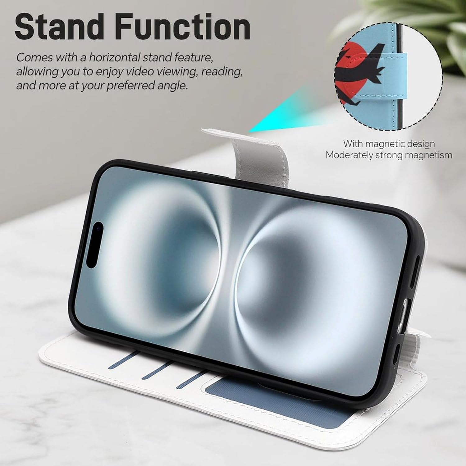 Airplane with Heart Compatible with iPhone 16/16 Plus/16 Pro/16 Pro Max/16 E Case Phone Wallet Card Holder Flip Cover with Wrist Strap