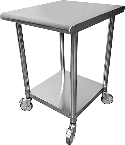 Vacmaster Estación de trabajo y mesas de preparación de acero inoxidable de 36 x 48 pulgadas con estante inferior ajustable, mesas comerciales NSF