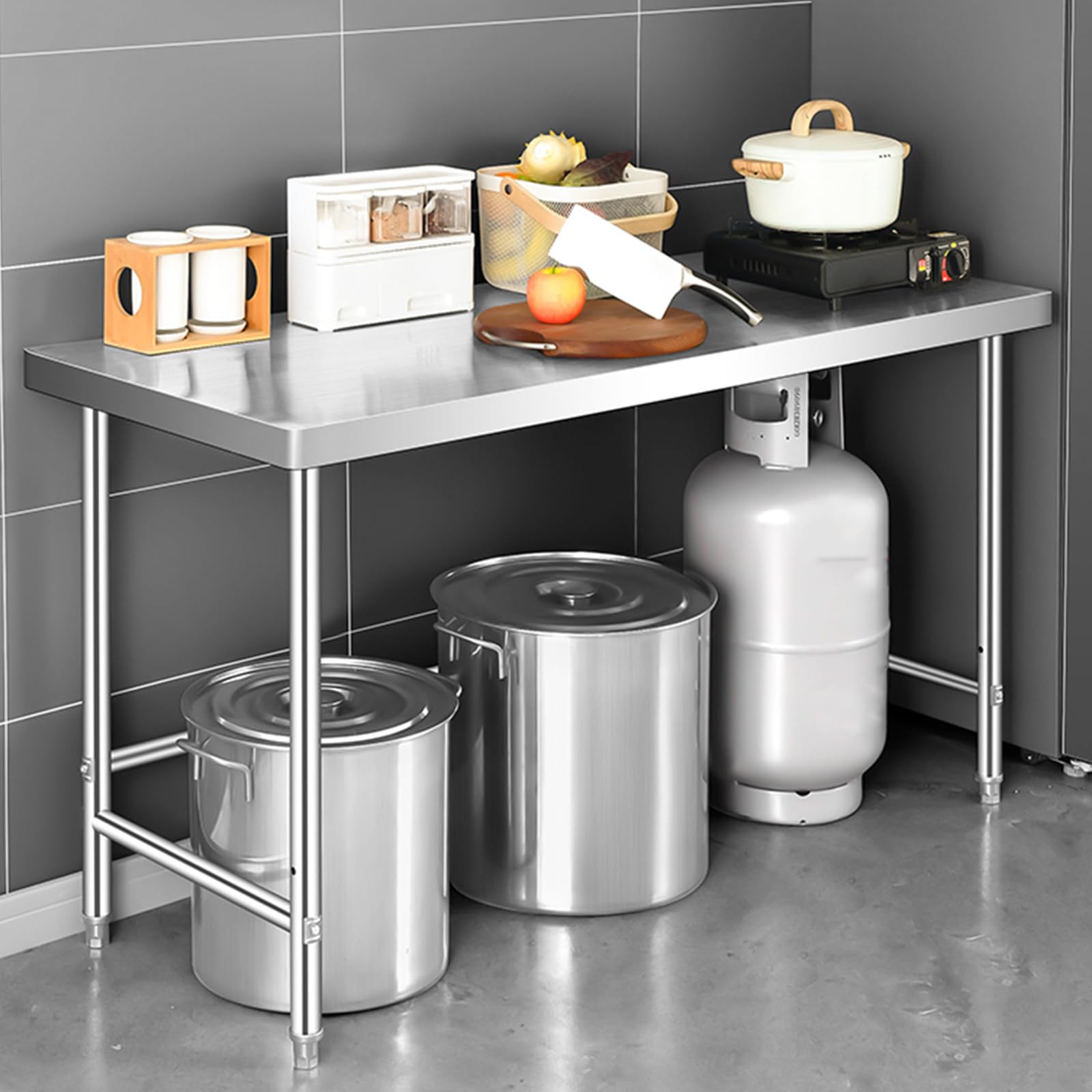Tavolo Per La Preparazione Degli Alimenti All'aperto,Tavolo In Acciaio Inossidabile,Tavolo Da Lavoro Commerciale,Tavolo Per La Preparazione Del Barbecue,Tavolo Da Lavoro In Metallo(60cm/23.6in)