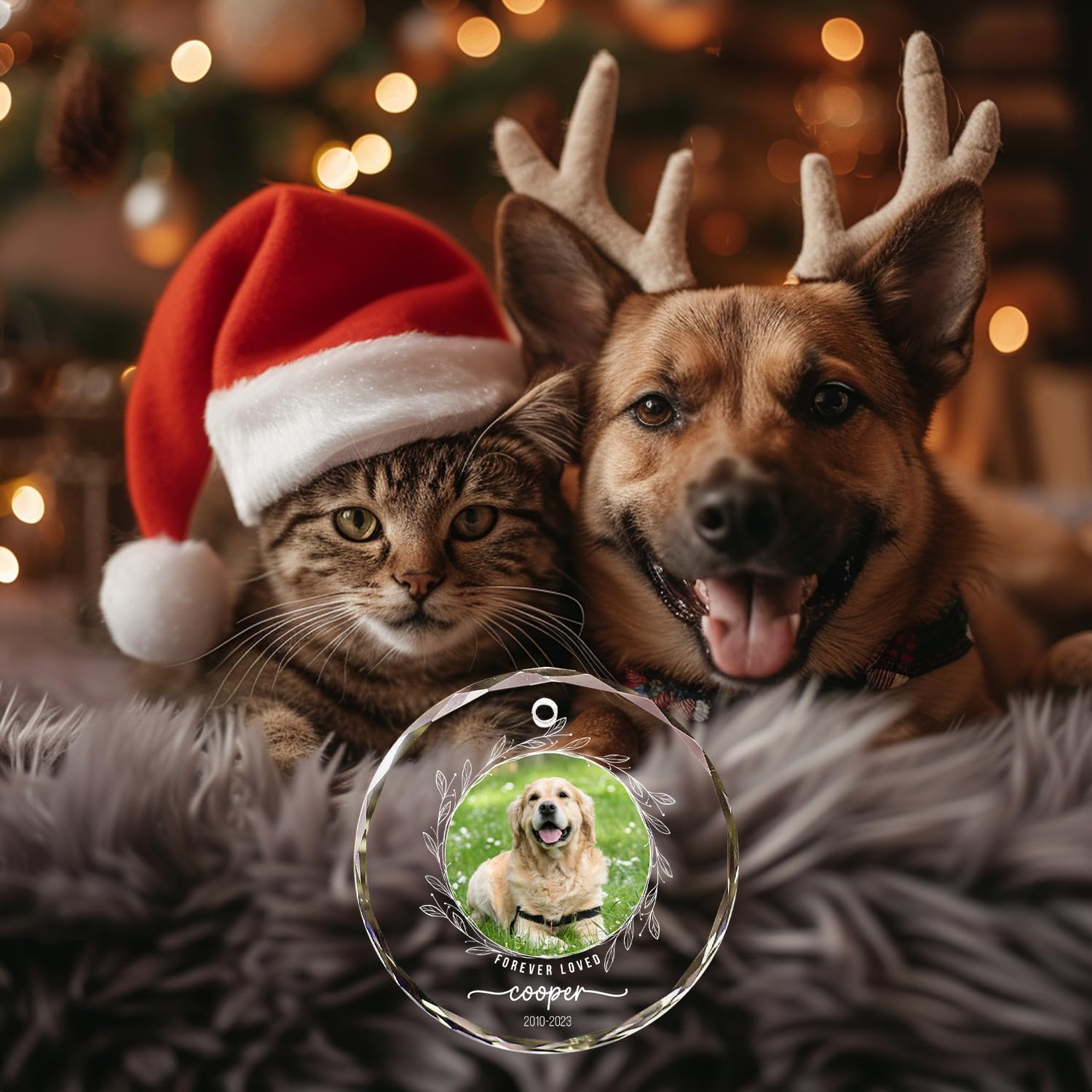 Personalized Dog Loss Crystal Ornament - Customize Dog Photo and Name Glass Memorial Ornament, Custom Dog Sympathy Gifts, Puppy Condolence Gift, Pet in Memory Keepsake, Remembrance Gift for Pet