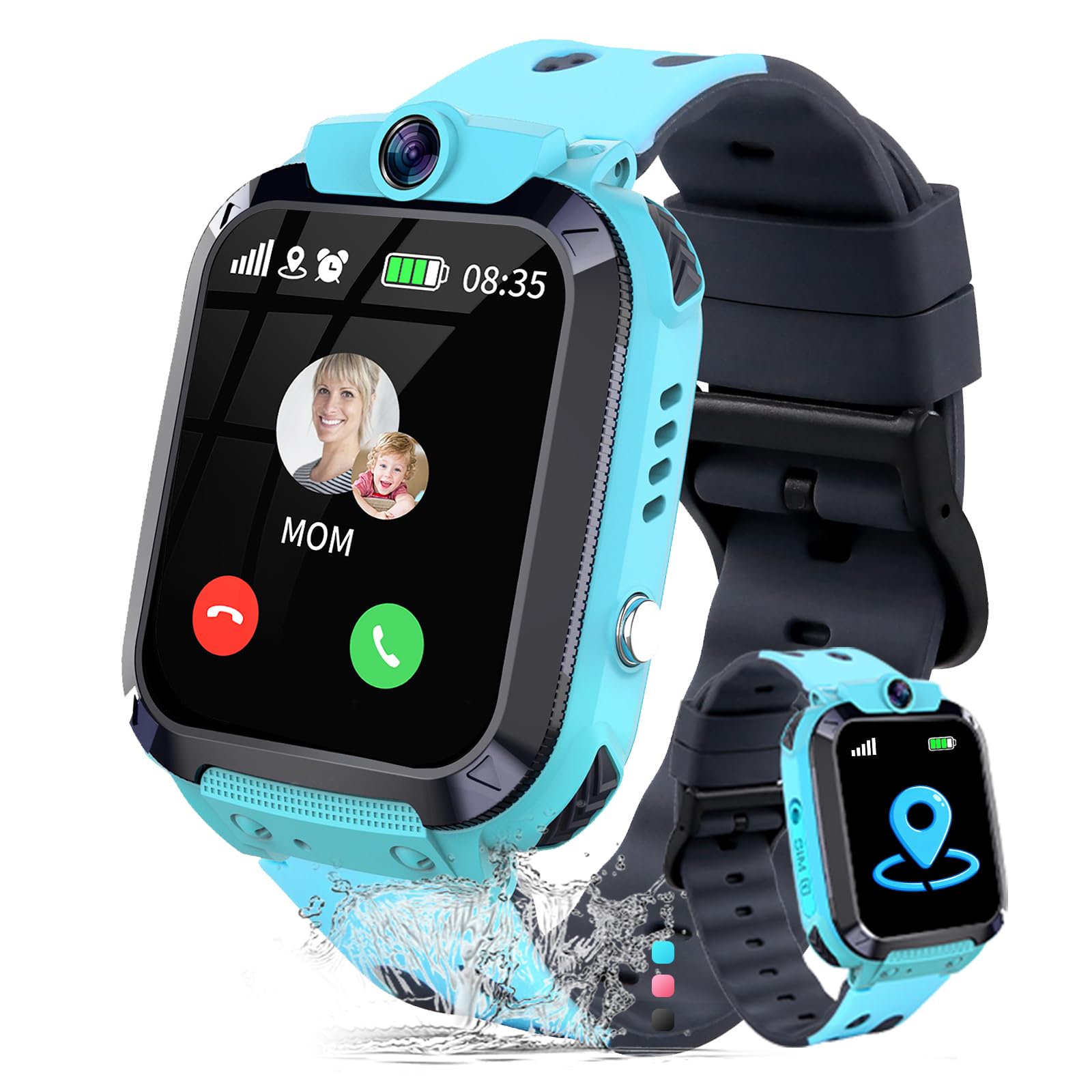 Reloj Inteligente Niño Niña Reloj GPS Niños Localizador y Llamadas | Teléfono SOS Despertador Juego Modelo de Clase Resistente Al Agua Digital Regalo-