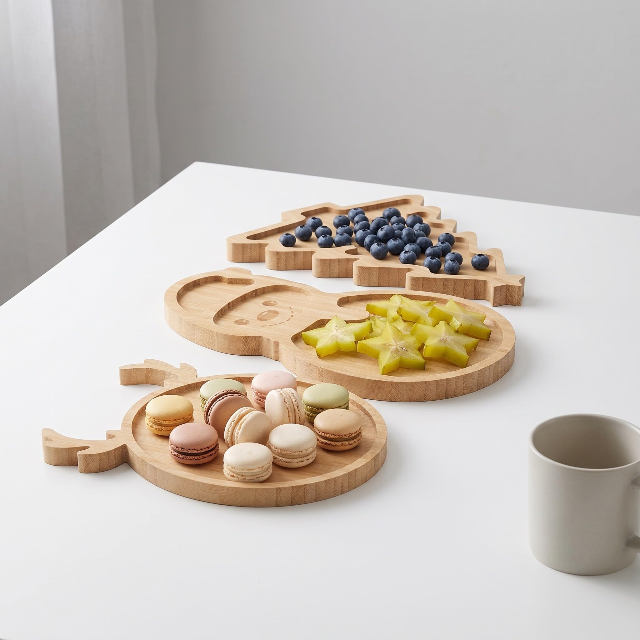 ibasenice 3 bandejas de Madera con Forma de árbol de Navidad y Tabla para e