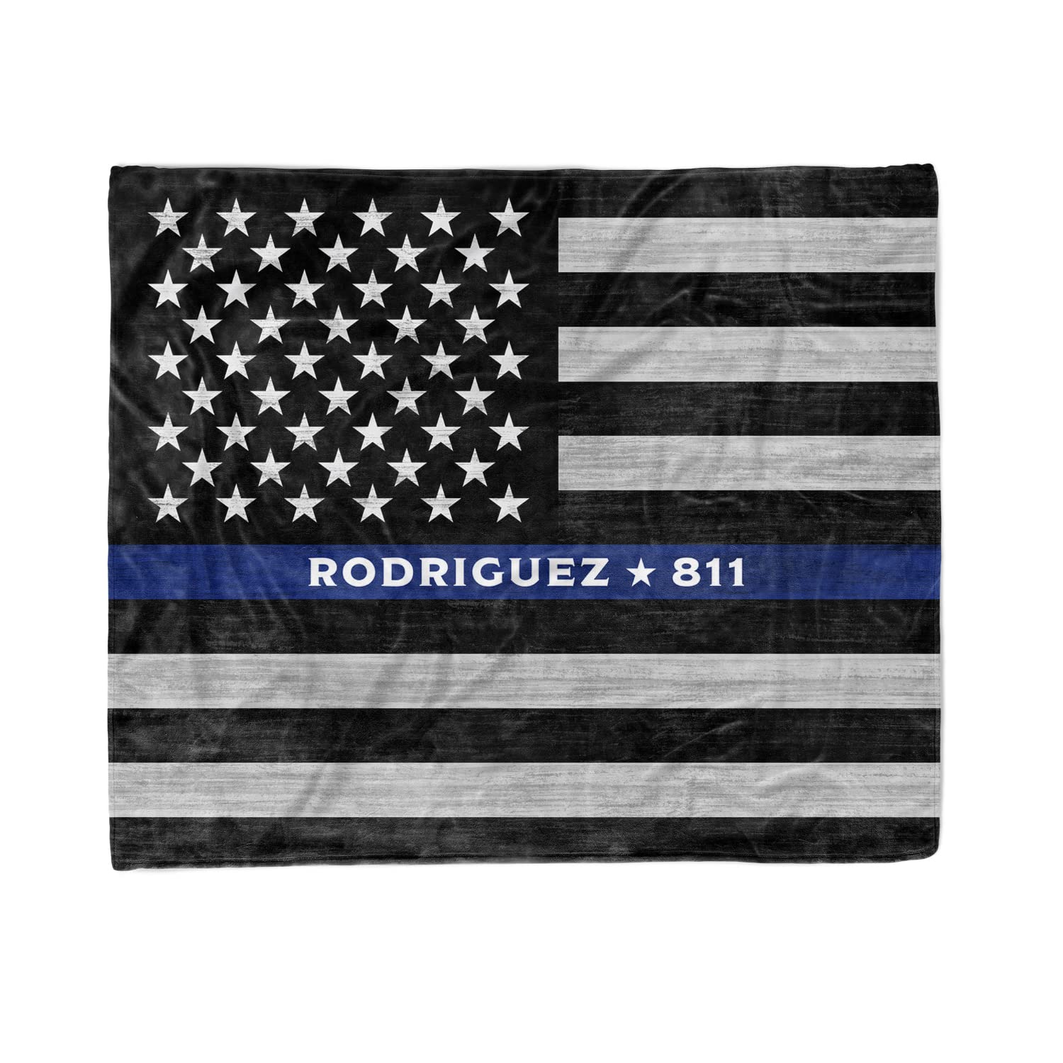 Pretty Perfect Studio Custom Thin Blue Line Blanket Personalized Law Enforcement Police Officer Gift 50