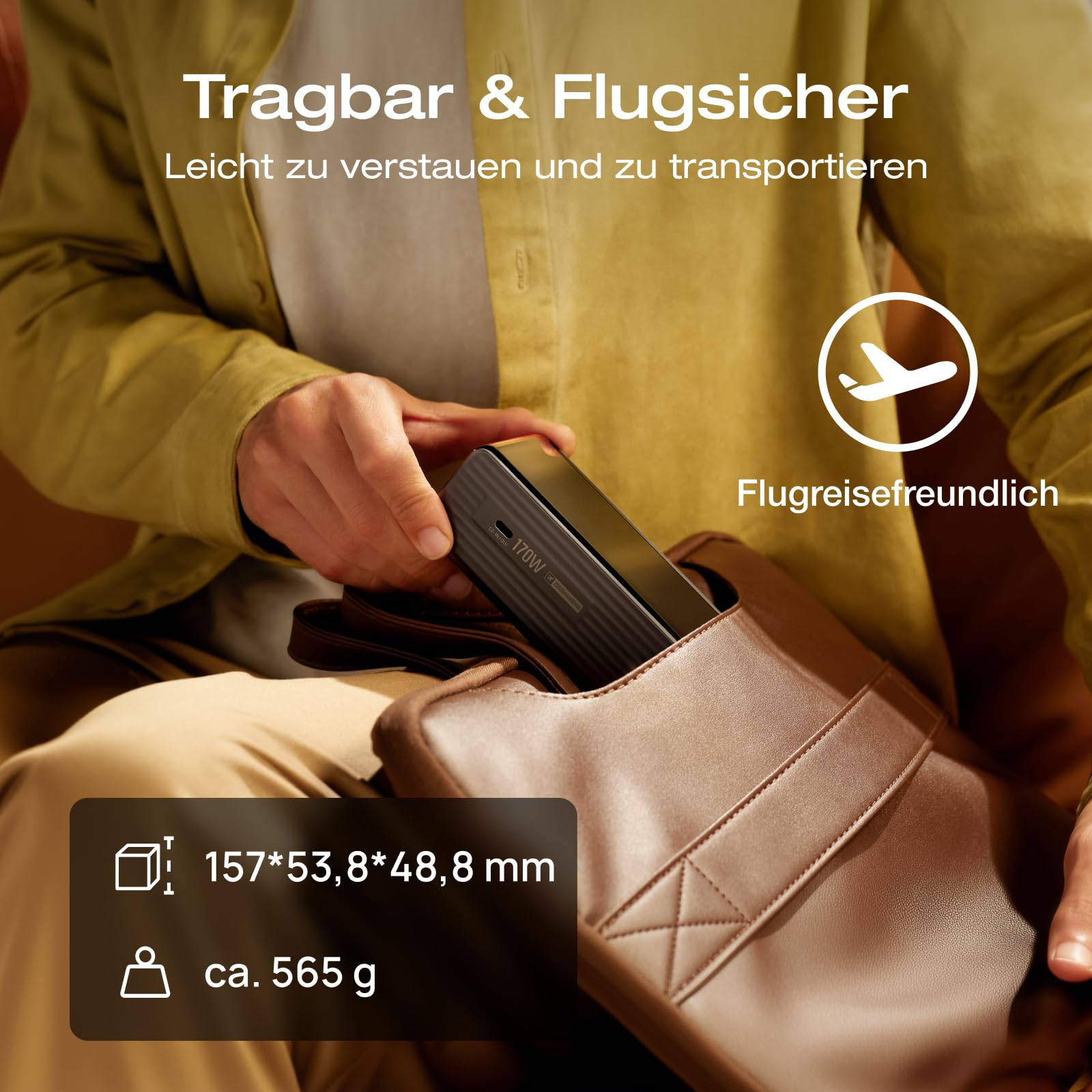 EcoFlow Powerbank 25000mAh 170W mit Zwei 140W USB-C Anschlüssen, Tragbares Ladegerät Laptop Power Bank für iPhone 17/16/15 Series, Samsung, iPad, Steamdeck, Switch, Schwarz