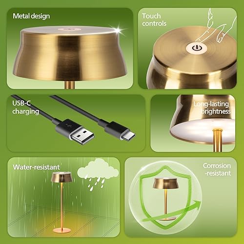 Miniatura 2 de Philips Lámpara de mesa inalámbrica, luz LED portátil de escritorio para exteriores, funciona con batería recargable, 2 alturas ajustables, control