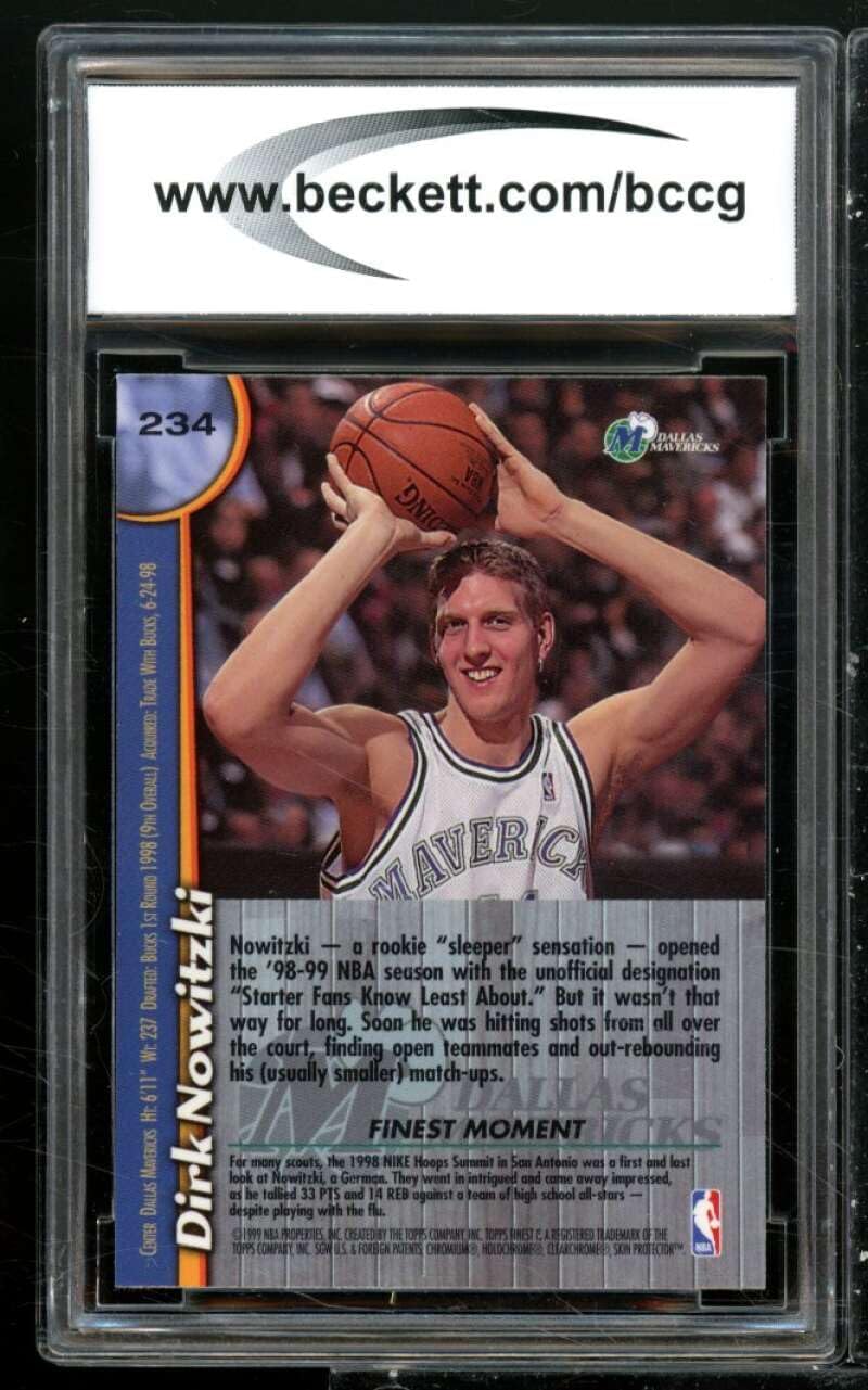 Dirk Nowitzki Rookie Card 1998-99 Finest #234 BGS 9