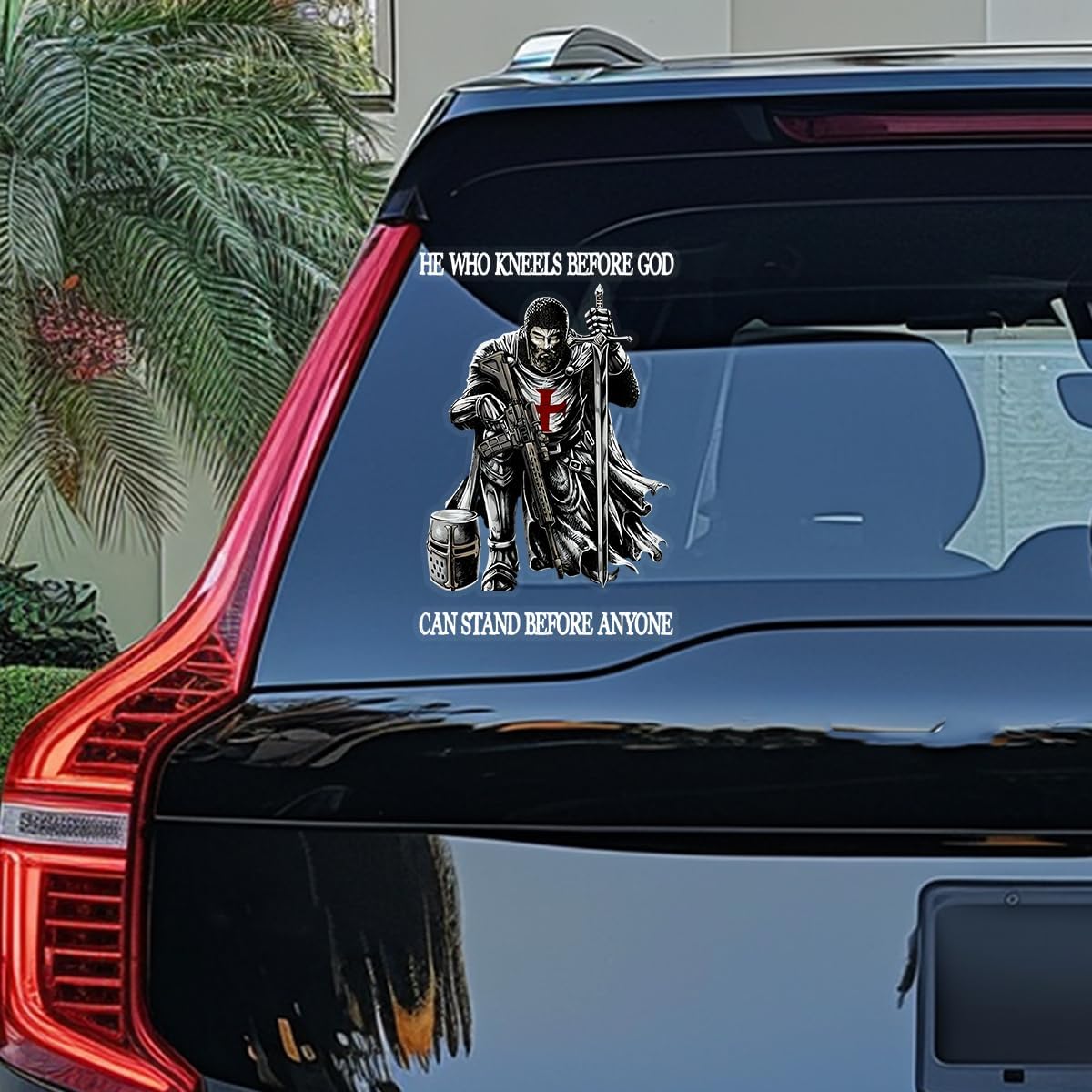 Premium Knight Templar Christian Sticker – 'He Who Kneels Before God Stands Before Anyone' – Durable & Waterproof Vinyl Decal for Car Door, Window, Laptop – 9 x 6 Inches - Image 3