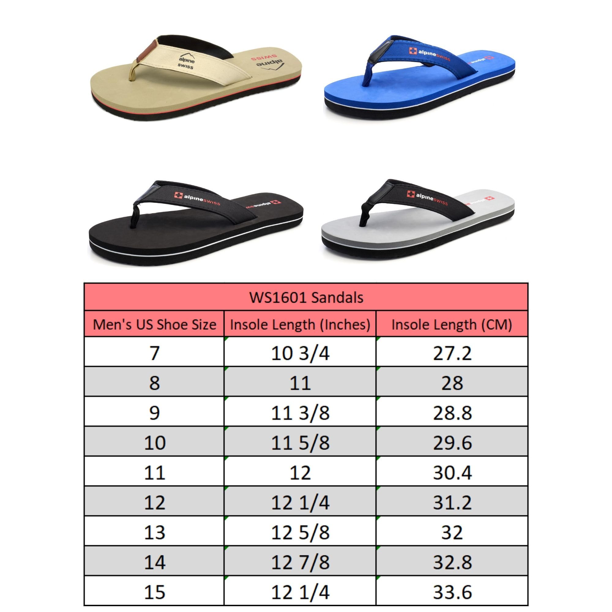 alpine swiss Chanclas para hombre Sandalias ligeras de EVA