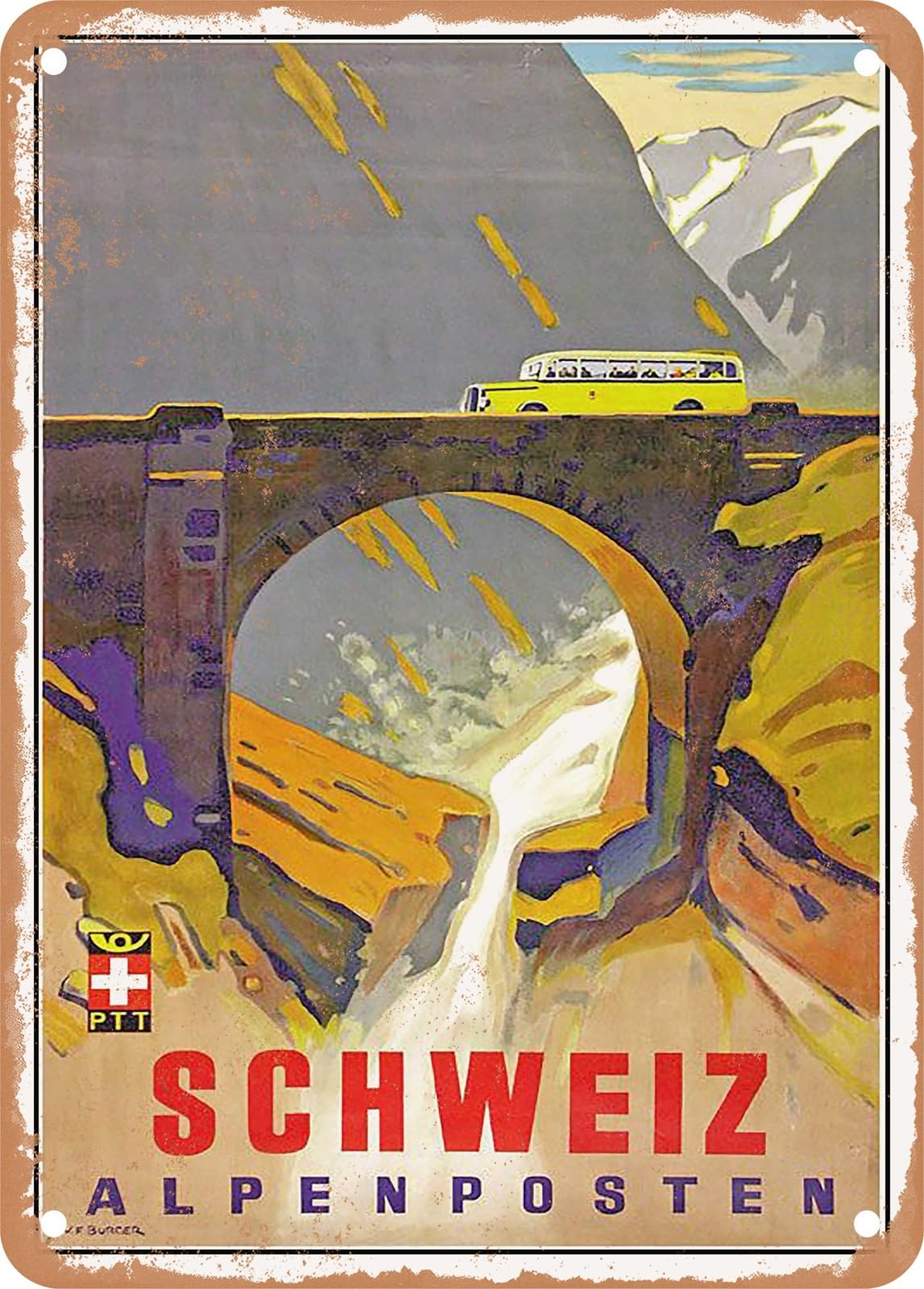 METAL SIGN - 1937 Switzerland Alpine Posts Vintage Ad home decor