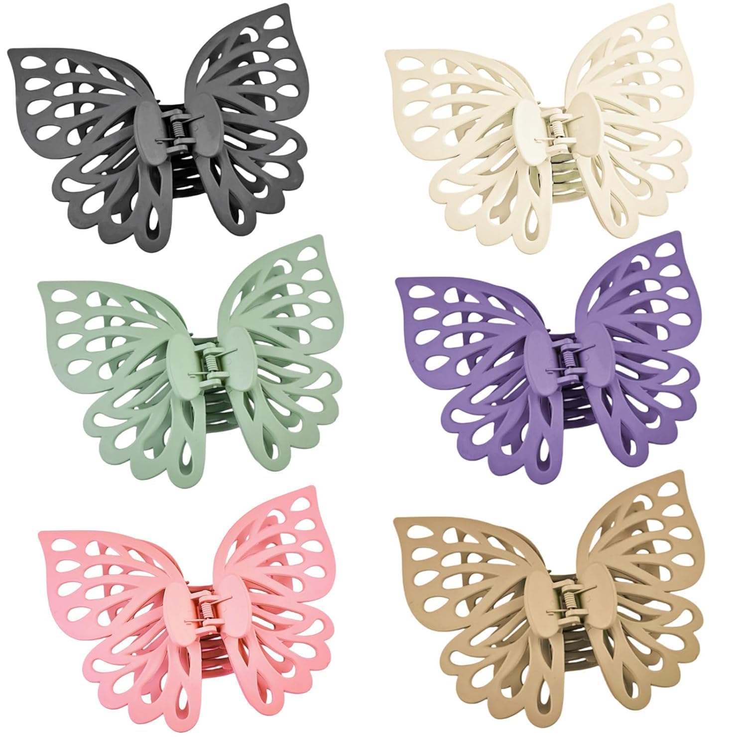Grandi fermagli per capelli antiscivolo, a forma di farfalla, graziosi, a forma di fiore, stile hawaiano, a forma di fiore, per una tenuta forte, accessori per capelli (6 pezzi, 6 colori)