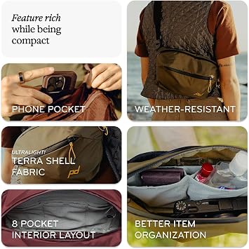 Peak Design Outdoor Sling 7L, Eclipse, Padded Adjustable Shoulder Strap for Crossbody or Waist Carry, 10 Pockets, Ideal for Carrying Cameras and Essentials, Versatile Sling Bag for Men and Women