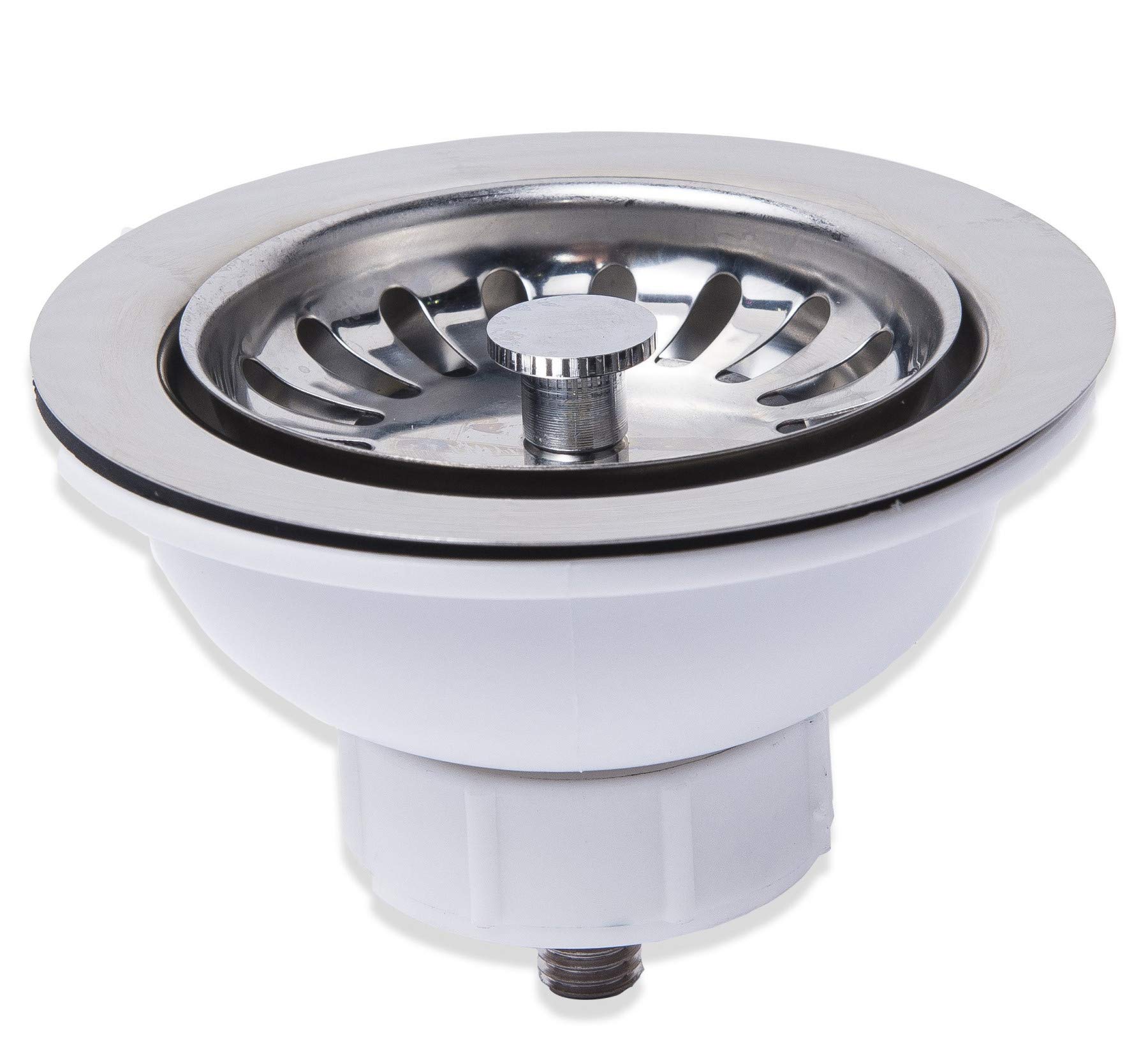 NRG 90mm Stainless Steel Kitchen Basket Strainer Sink Waste Drainer Plug - No Overflow Connection