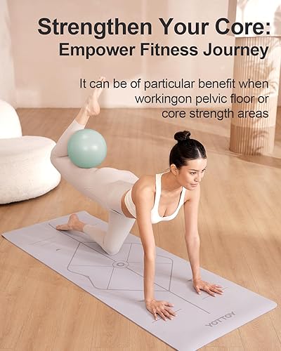 Miniatura 7 de YOTTOY Pelota de pilates, pelota de ejercicio de 10 pulgadas con tecnología antiestallido para estabilidad, pelota de estabilidad para yoga,